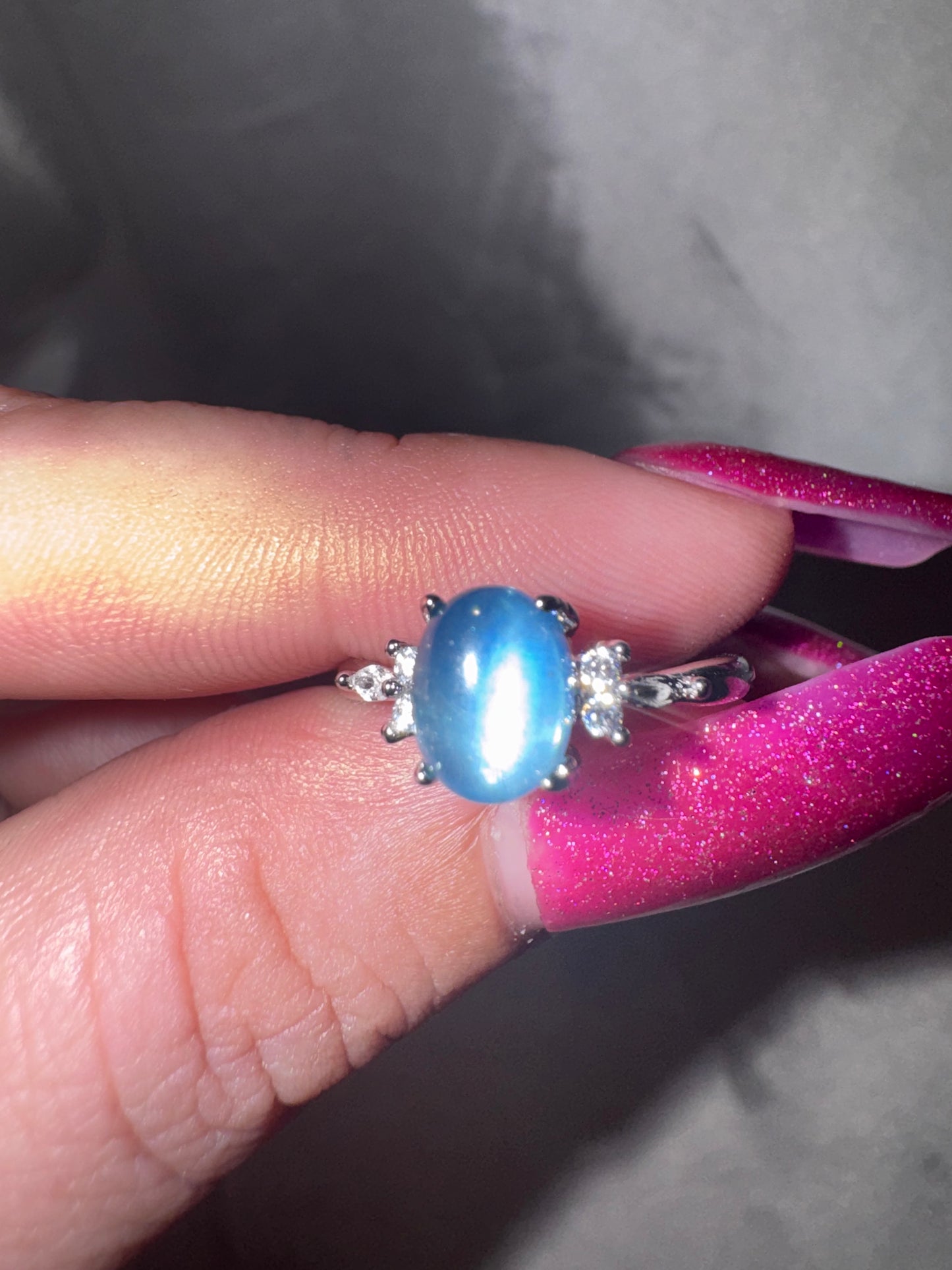 Sapphire with Moissanite Adjustable Ring