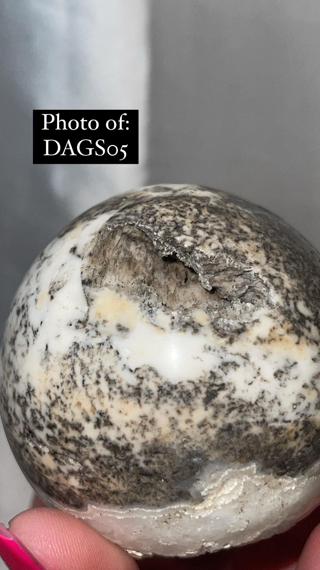 Druzy Plume Agate Dendritic Chalcedony High Quality Large Sphere (68mm)