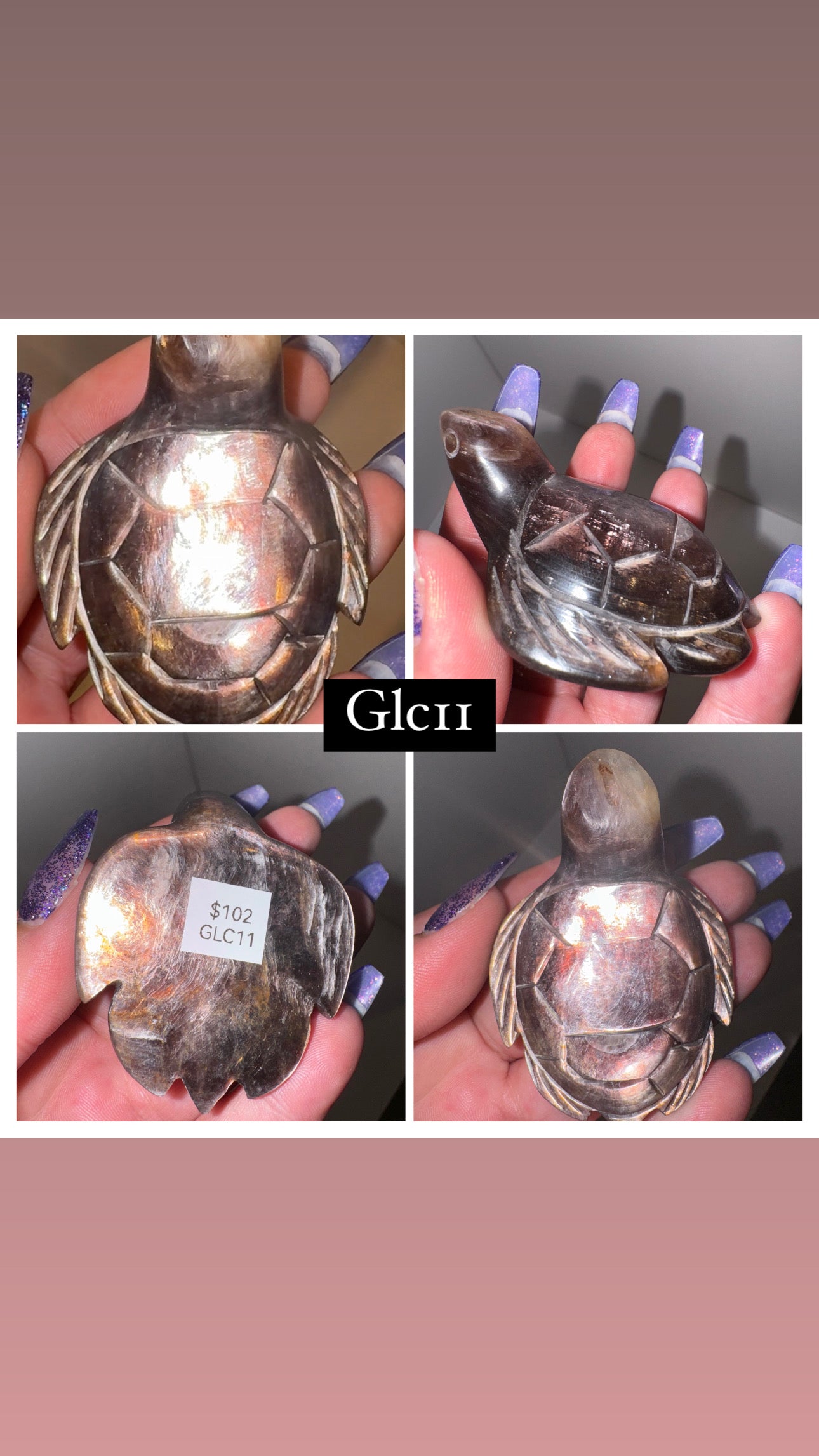 Gem Lepidolite Sea Turtle