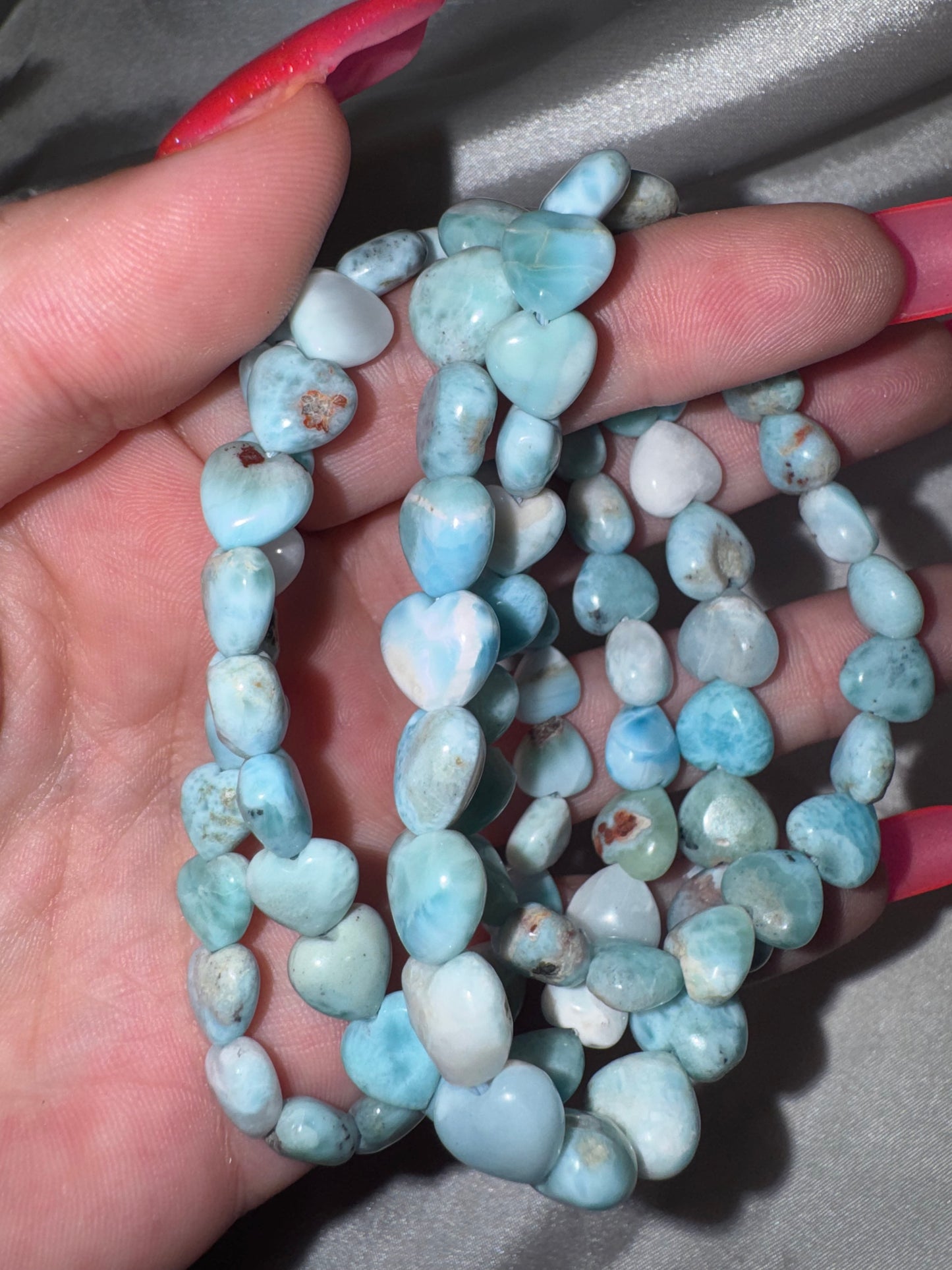 Larimar AA 8mm Heart Bracelet