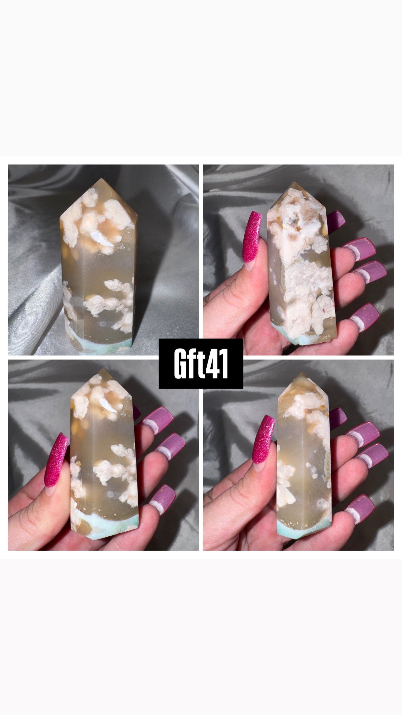 Green Flower Agate Tower