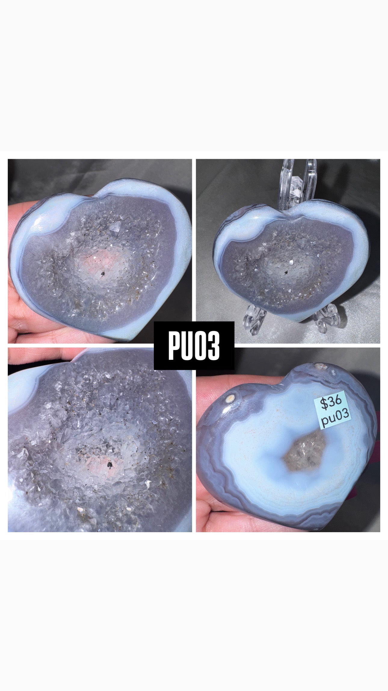 Jelly Agate Large Heart (with stand)