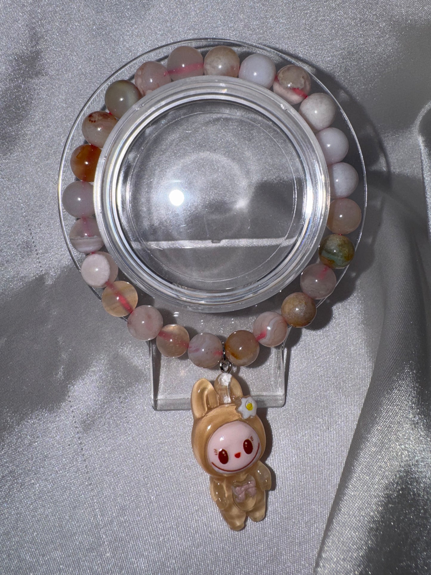 Flower Agate 8mm Labubu Bracelet
