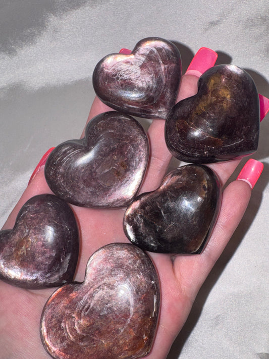 Gem Lepidolite Puffy Heart