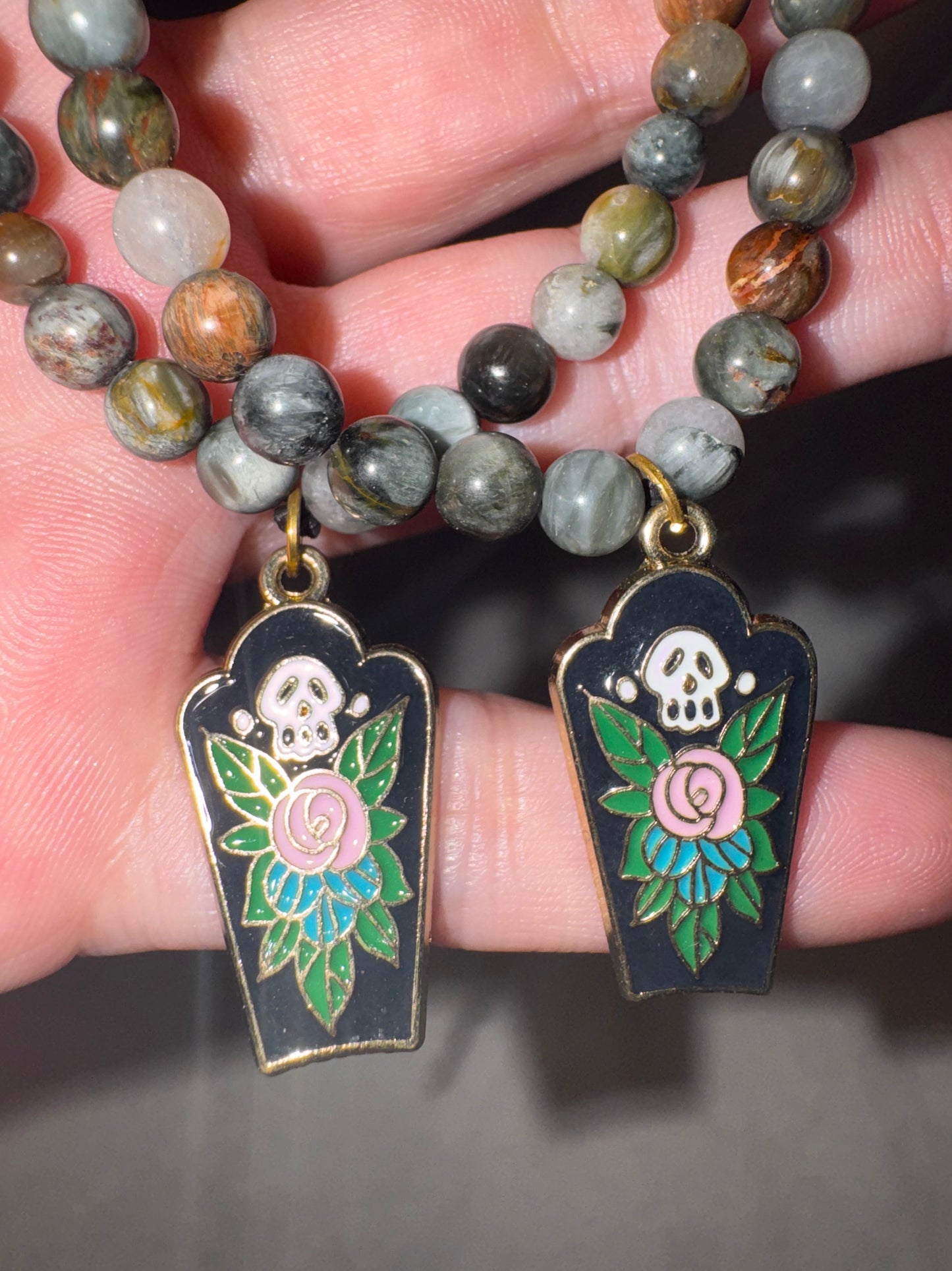 Eagles Eye 6mm Bracelet with Coffin Charm