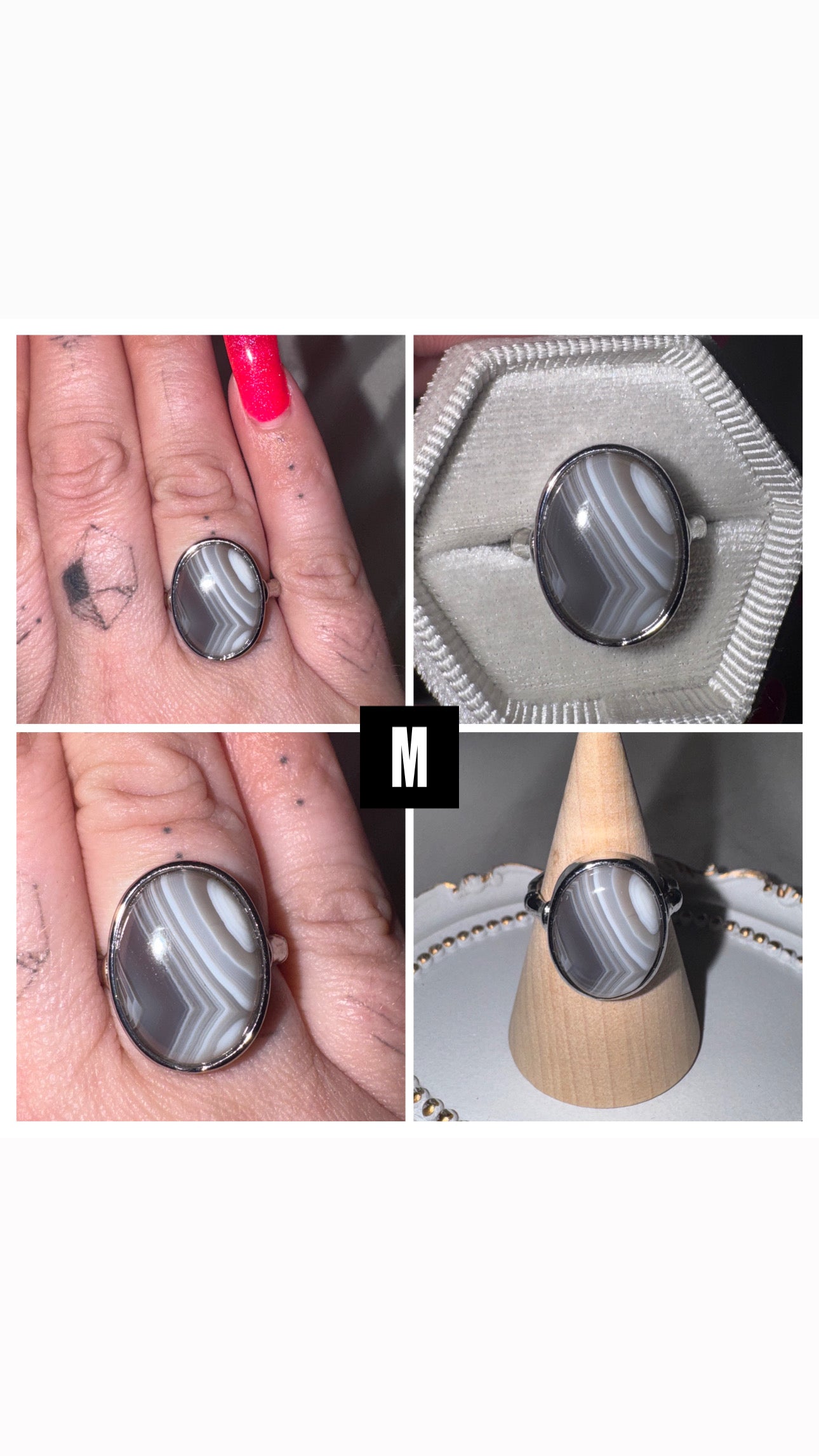 Botswana Agate AAA Adjustable Ring
