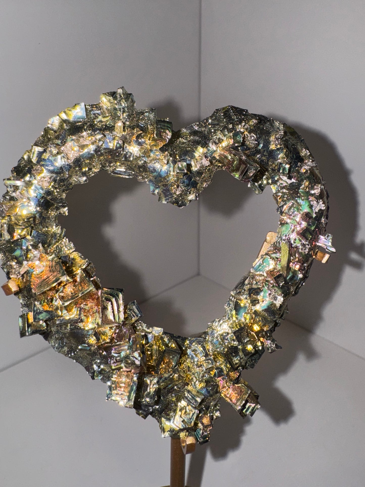 Bismuth Large Heart on Stand