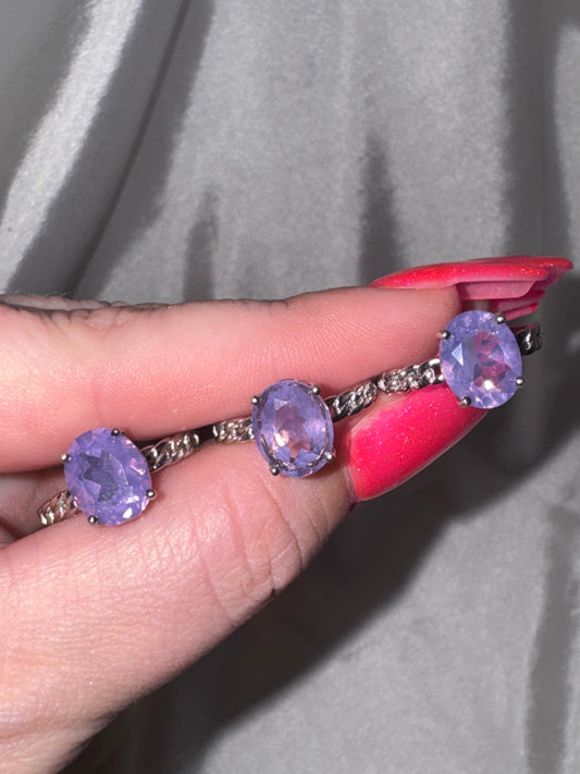 Lavender Moon Quartz AAA 925 Adjustable Ring