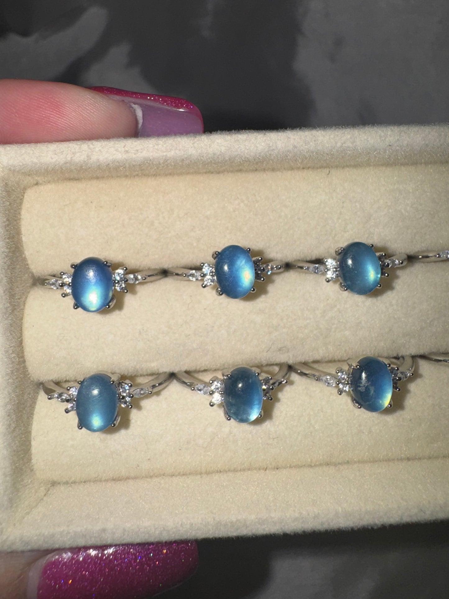 Sapphire with Moissanite Adjustable Ring