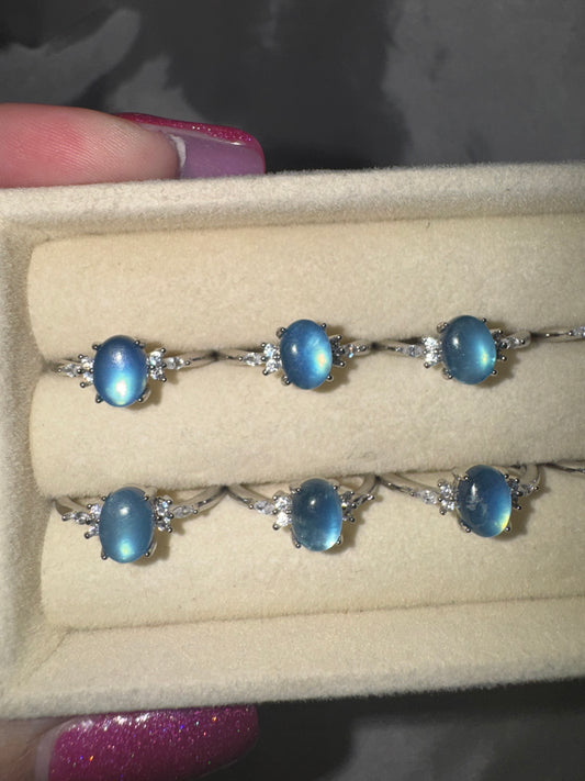 Sapphire with Moissanite Adjustable Ring