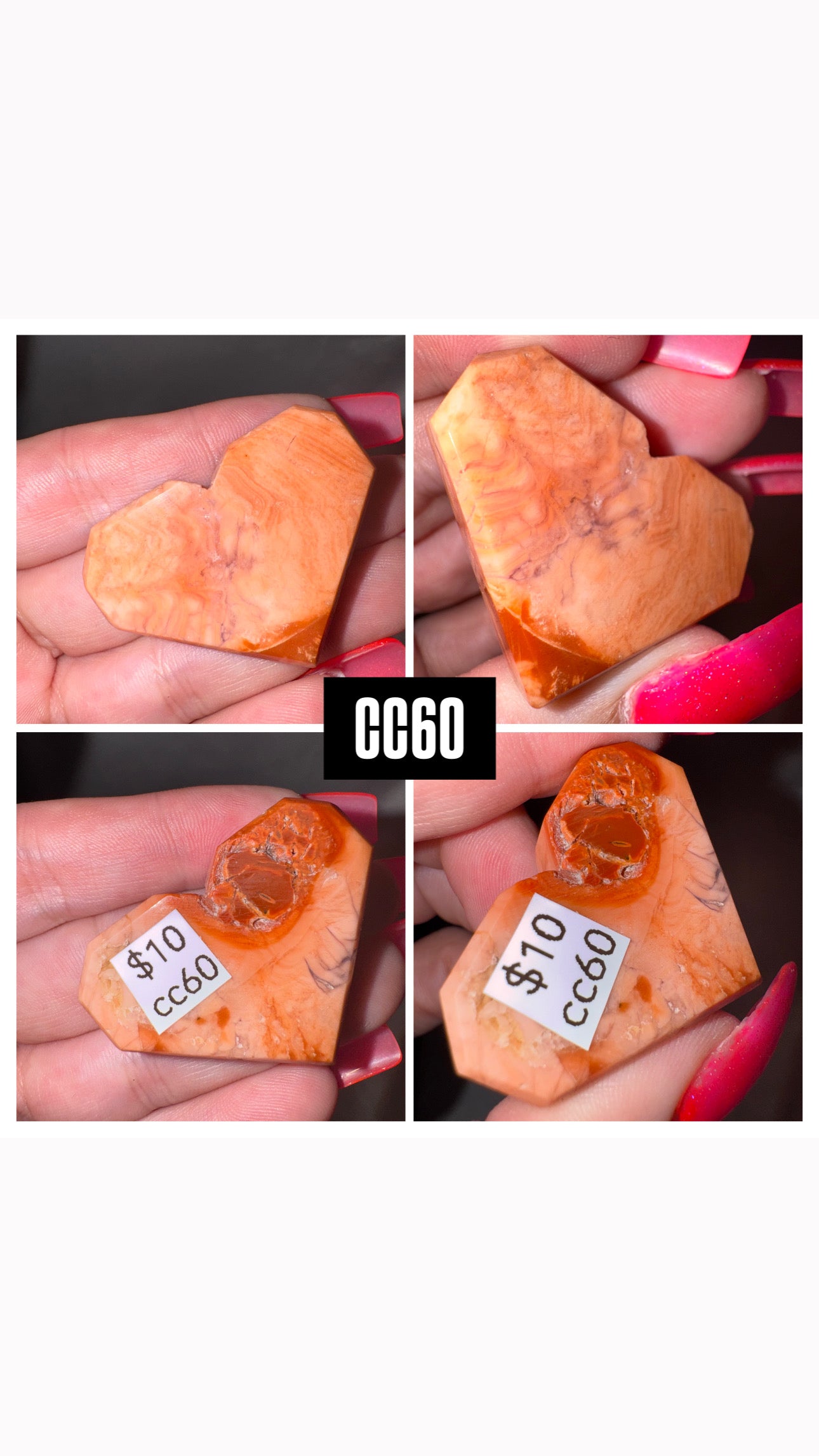 Pink “Cotton Candy” Agate Small Heart