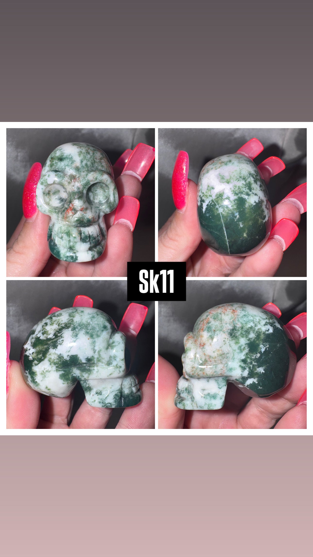 Moss Agate Skull