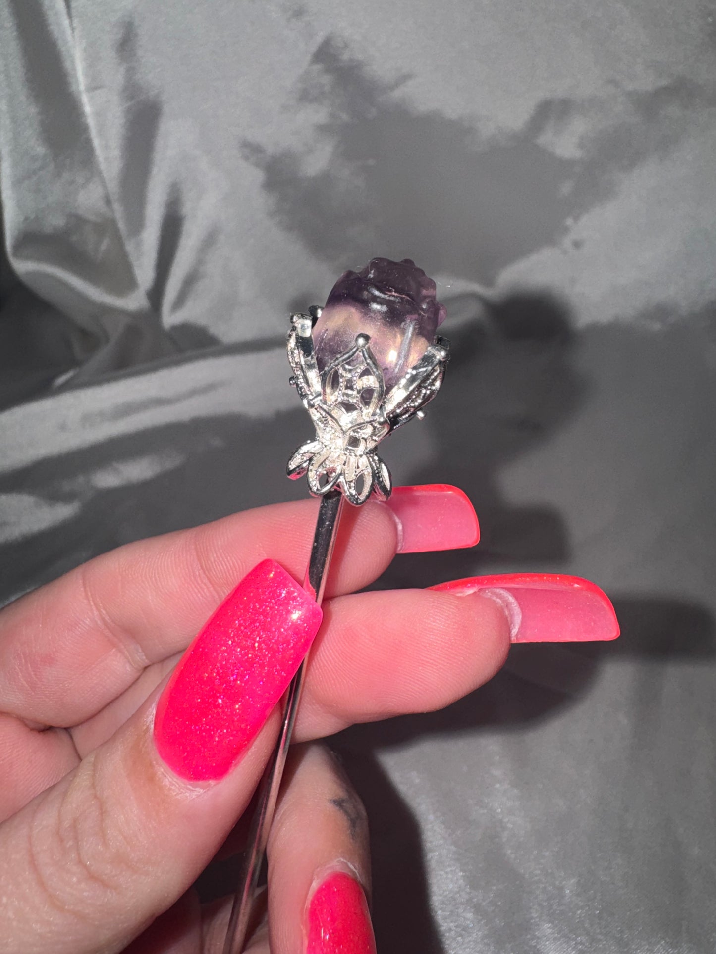 Fluorite Rose Hair Stick