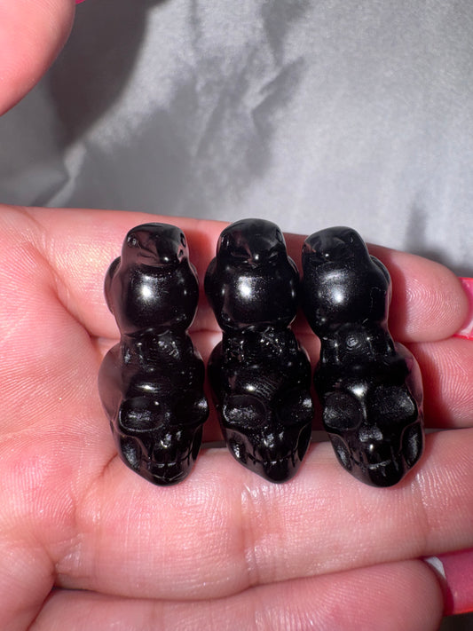 Obsidian Raven/Crow Skull Carving
