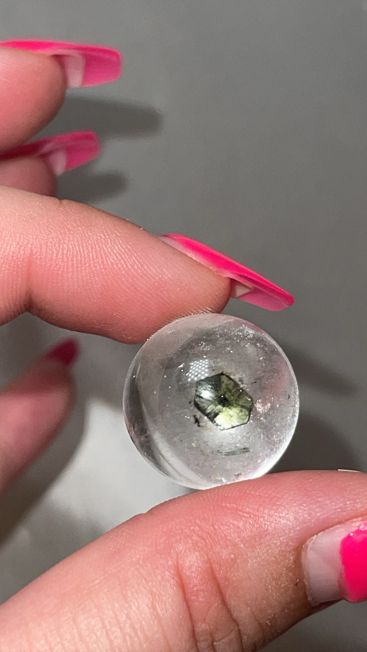 Super RARE Green Tourmaline in Quartz Sphere (20mm)