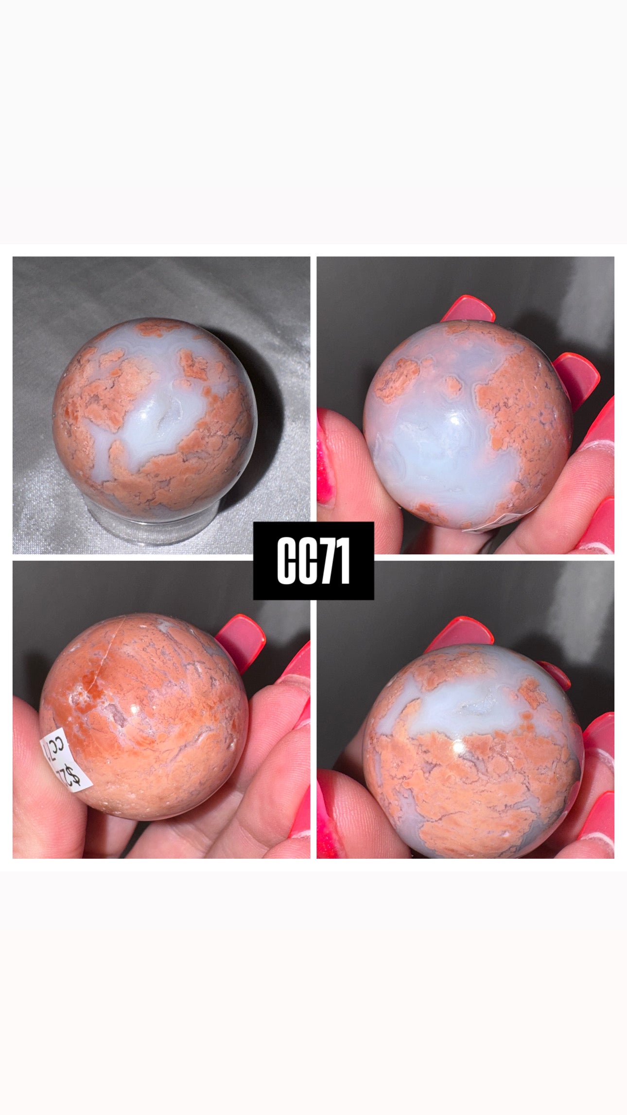 Pink “Cotton Candy” Agate Sphere