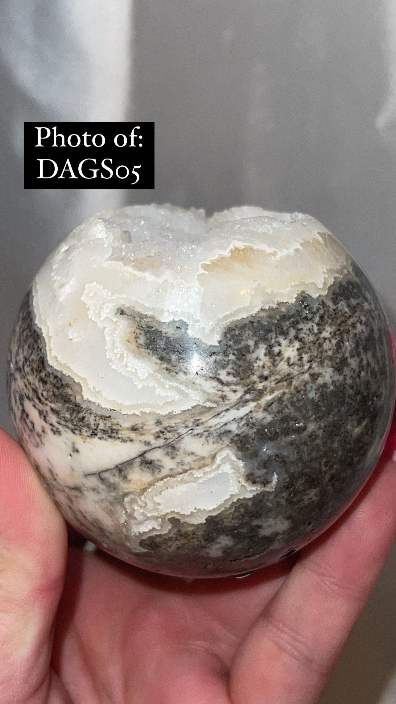 Druzy Plume Agate Dendritic Chalcedony High Quality Large Sphere (68mm)