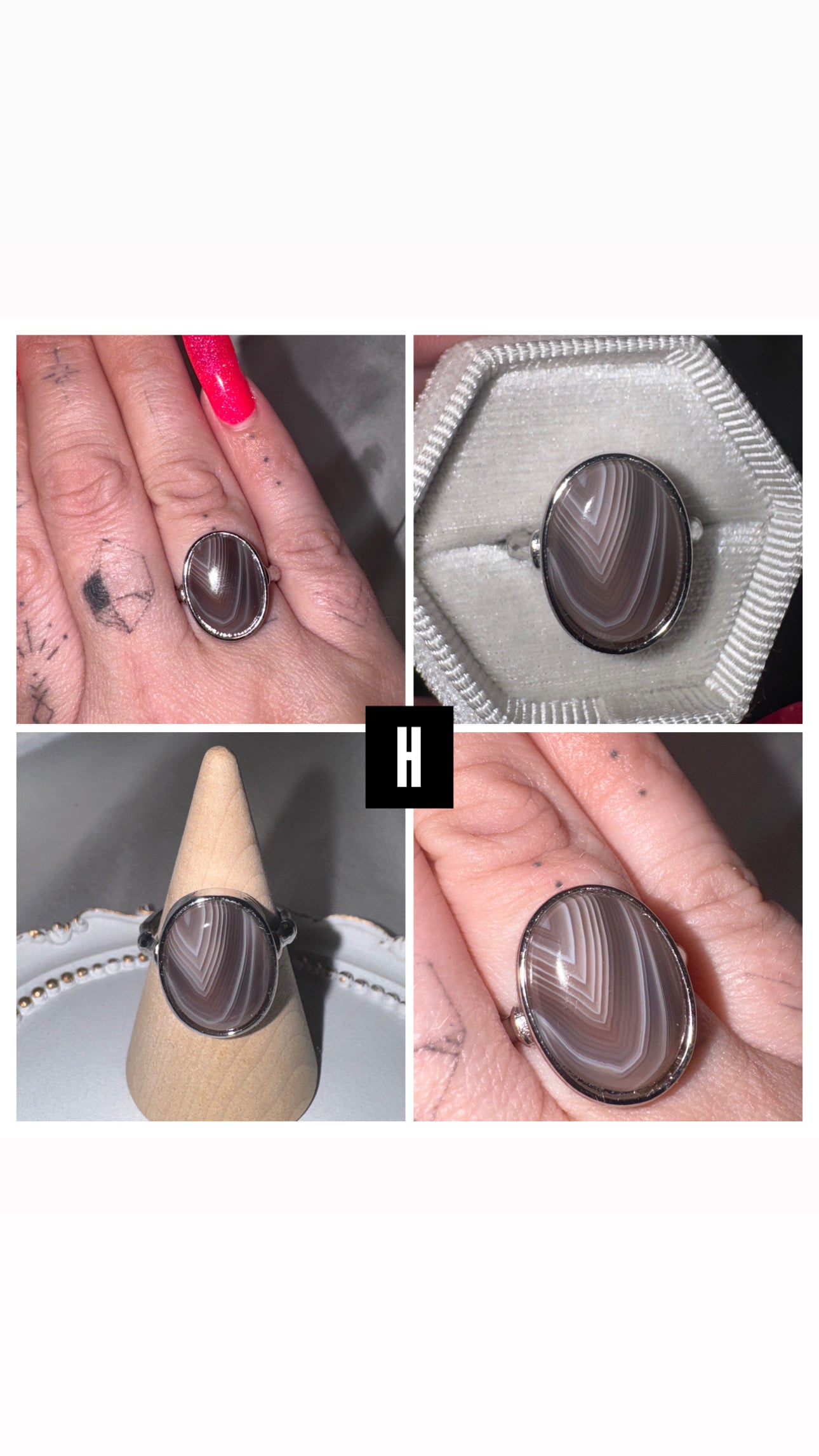 Botswana Agate AAA Adjustable Ring