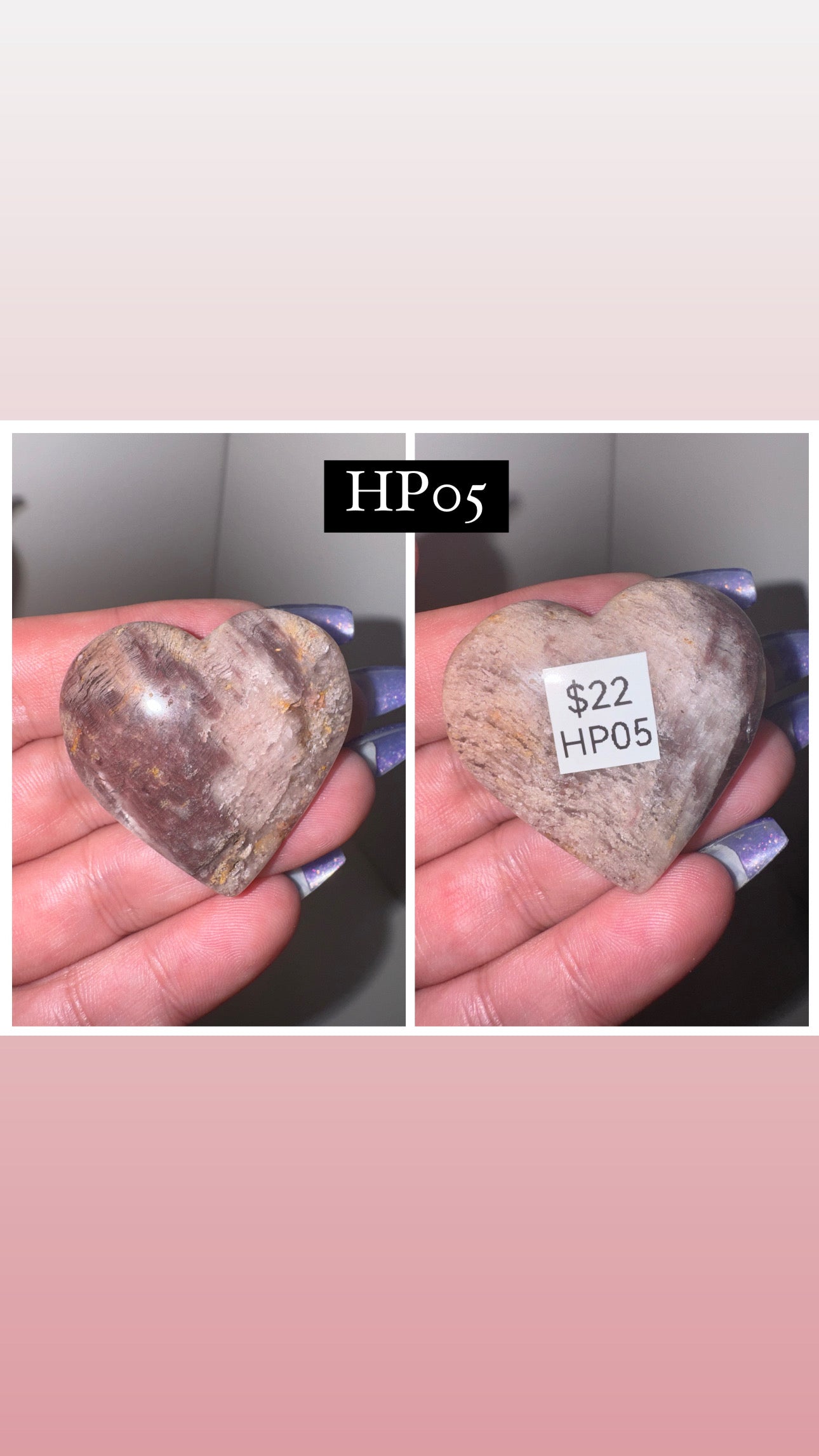 Pink Lithium Thousand Layer Lodalite Heart