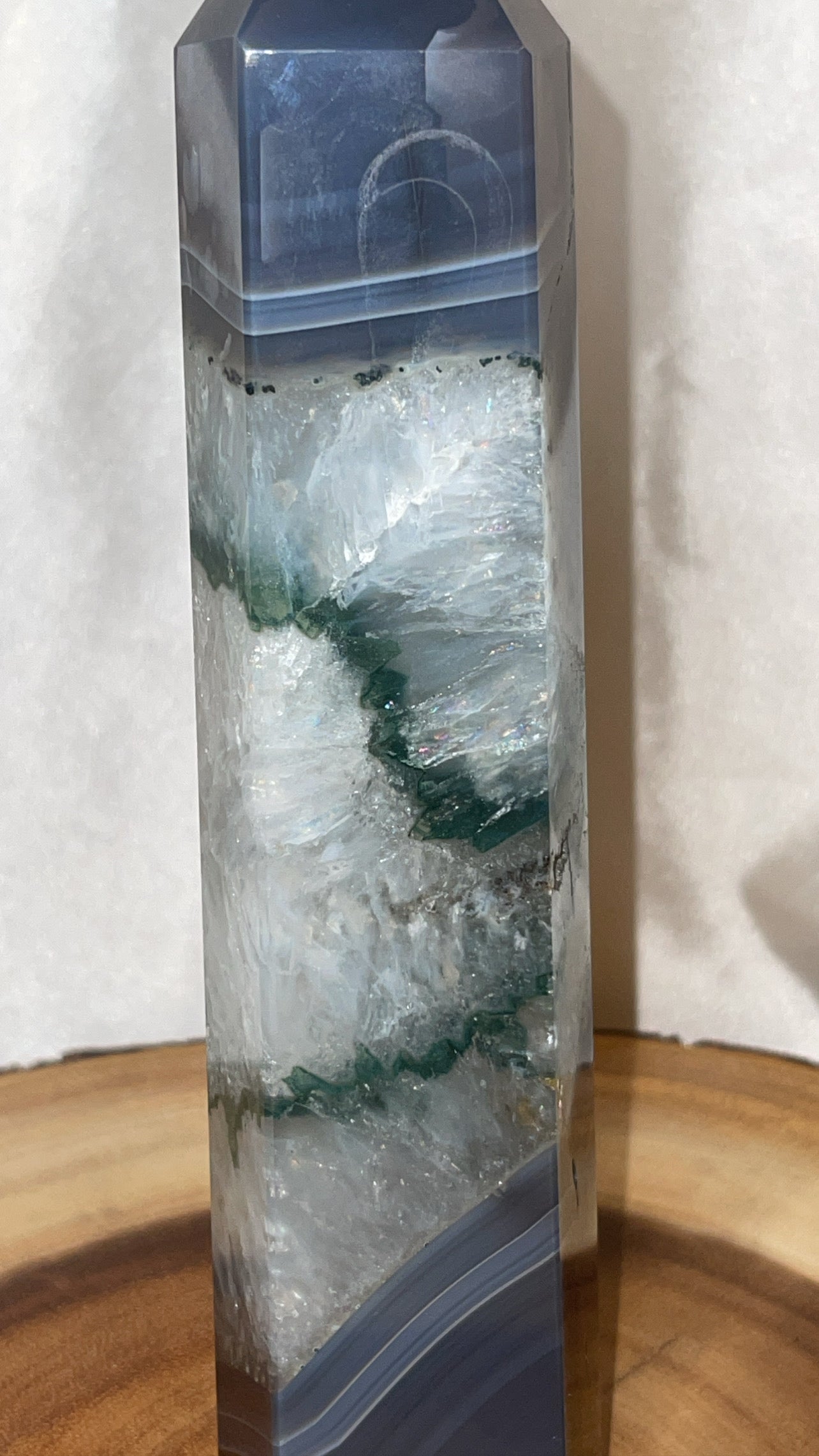 Chlorite Quartz with Banded Agate Large Tower