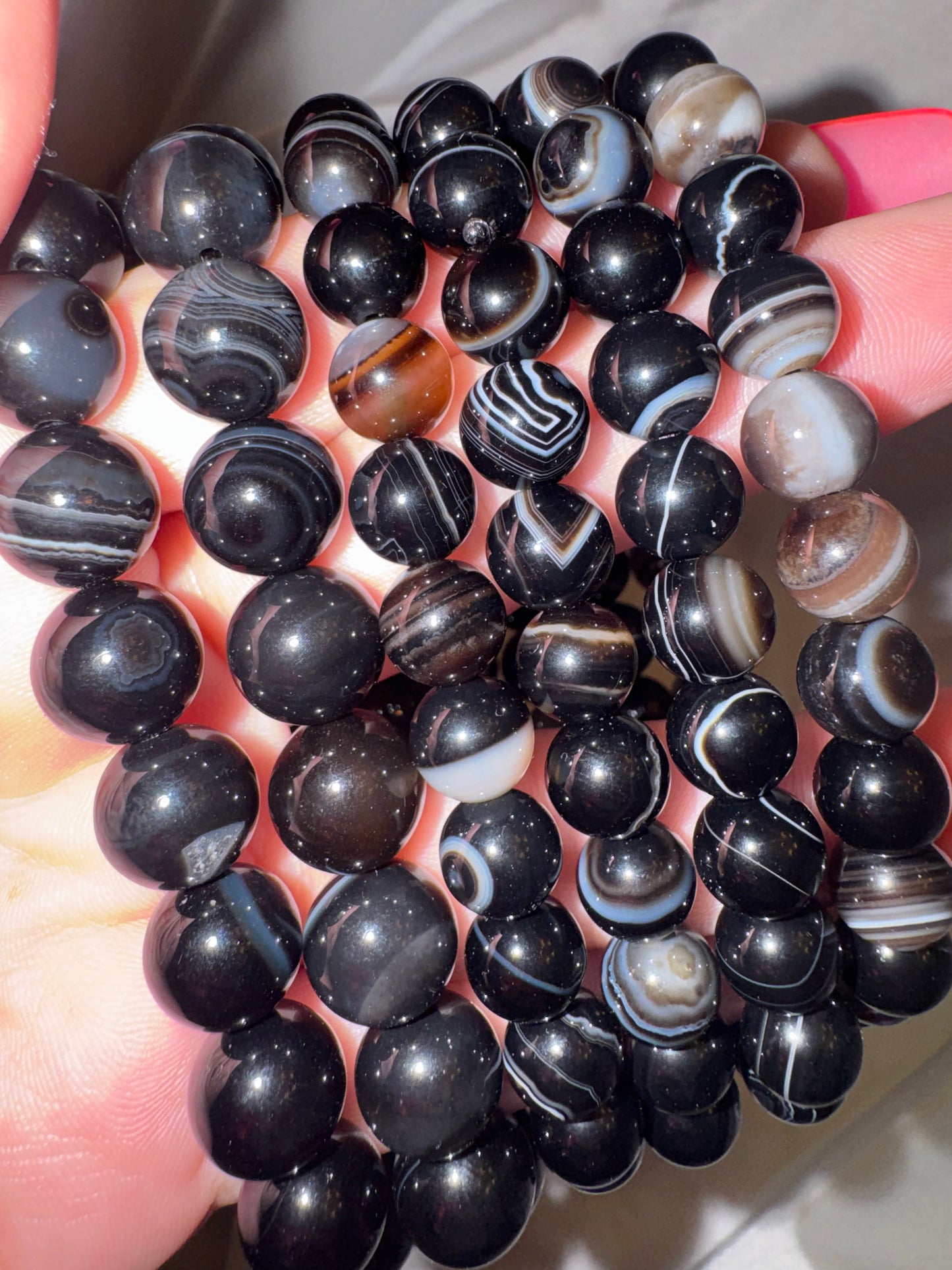Black Banded Agate AAA 8mm/10mm Bracelet