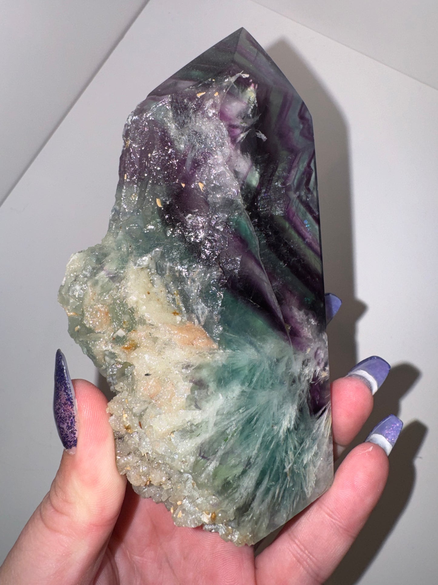 Druzy Snow Fluorite Tower