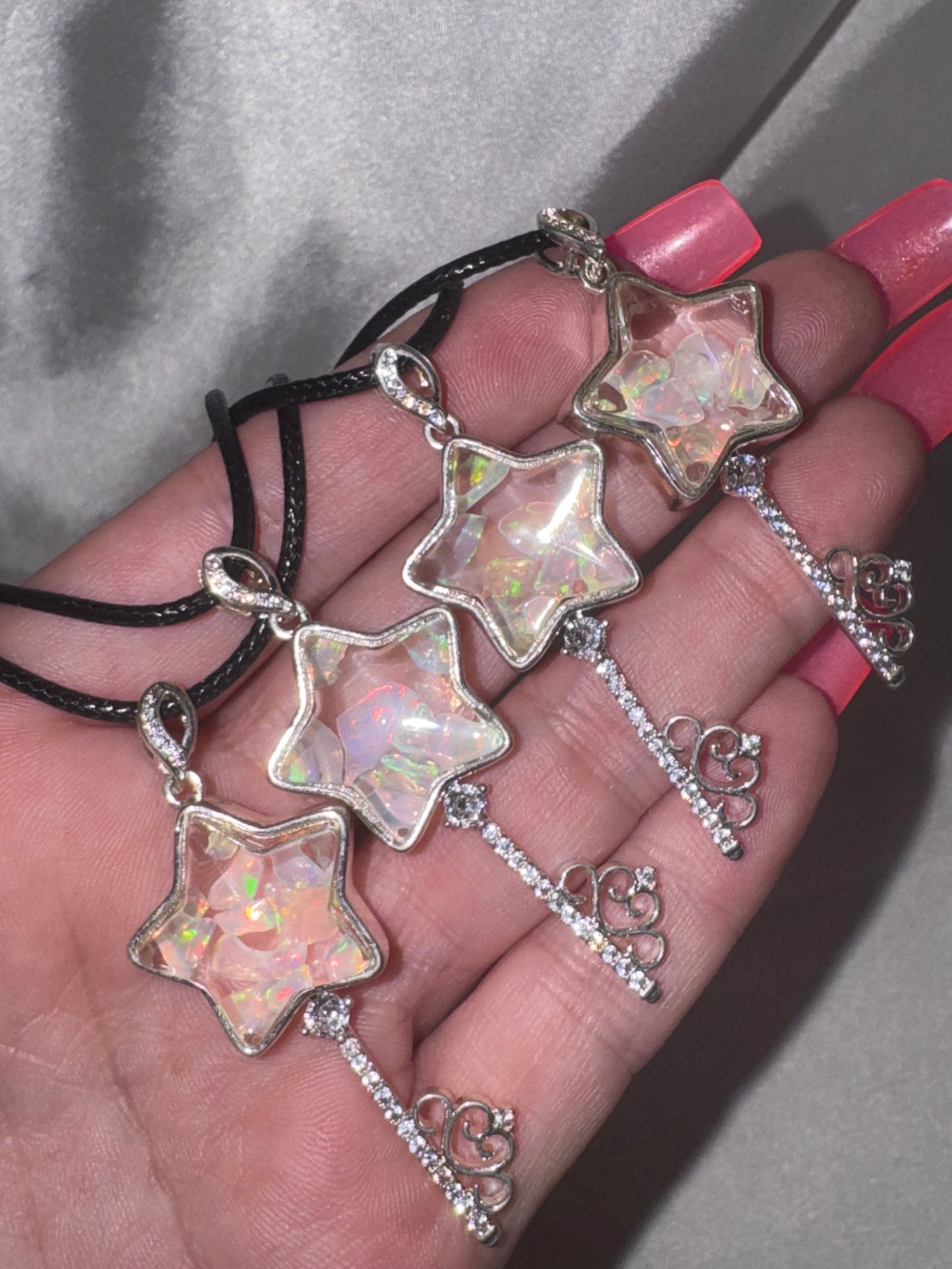 Opal Star Key Pendant