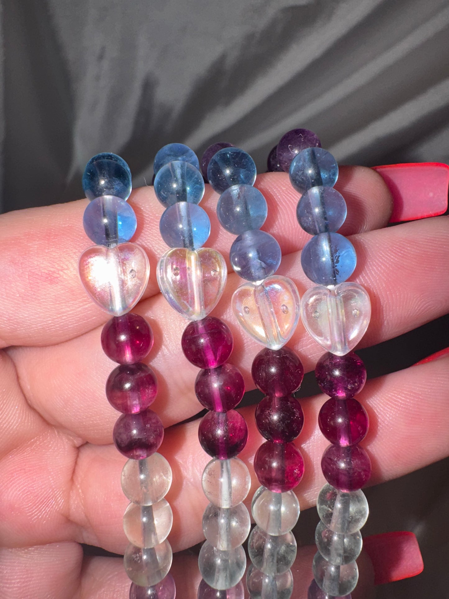 Fluorite Multicolored AAA 6mm Bracelet with Hello Kitty Halloween Charm