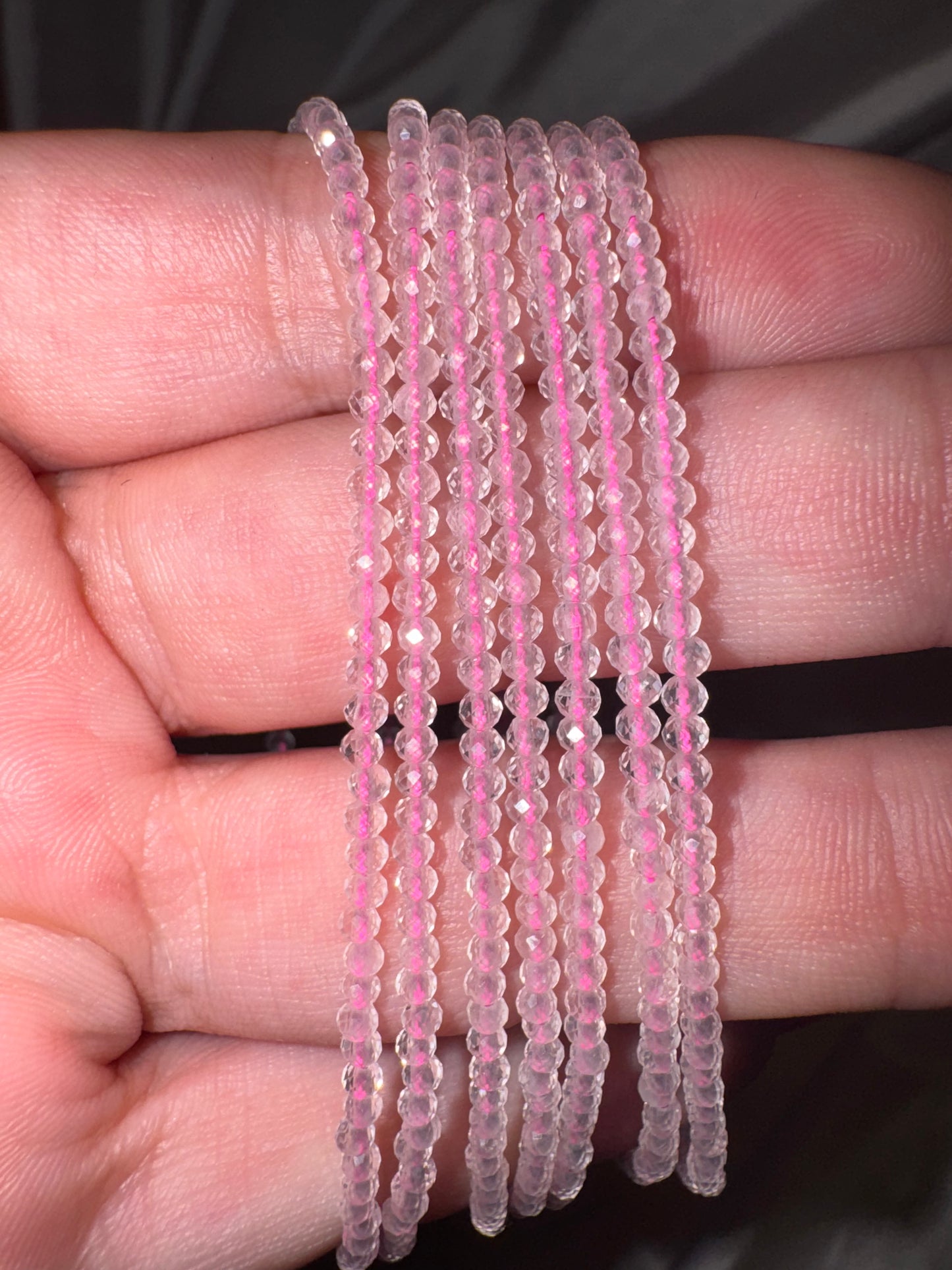 Faceted Rose Quartz 2mm Adjustable Bracelet