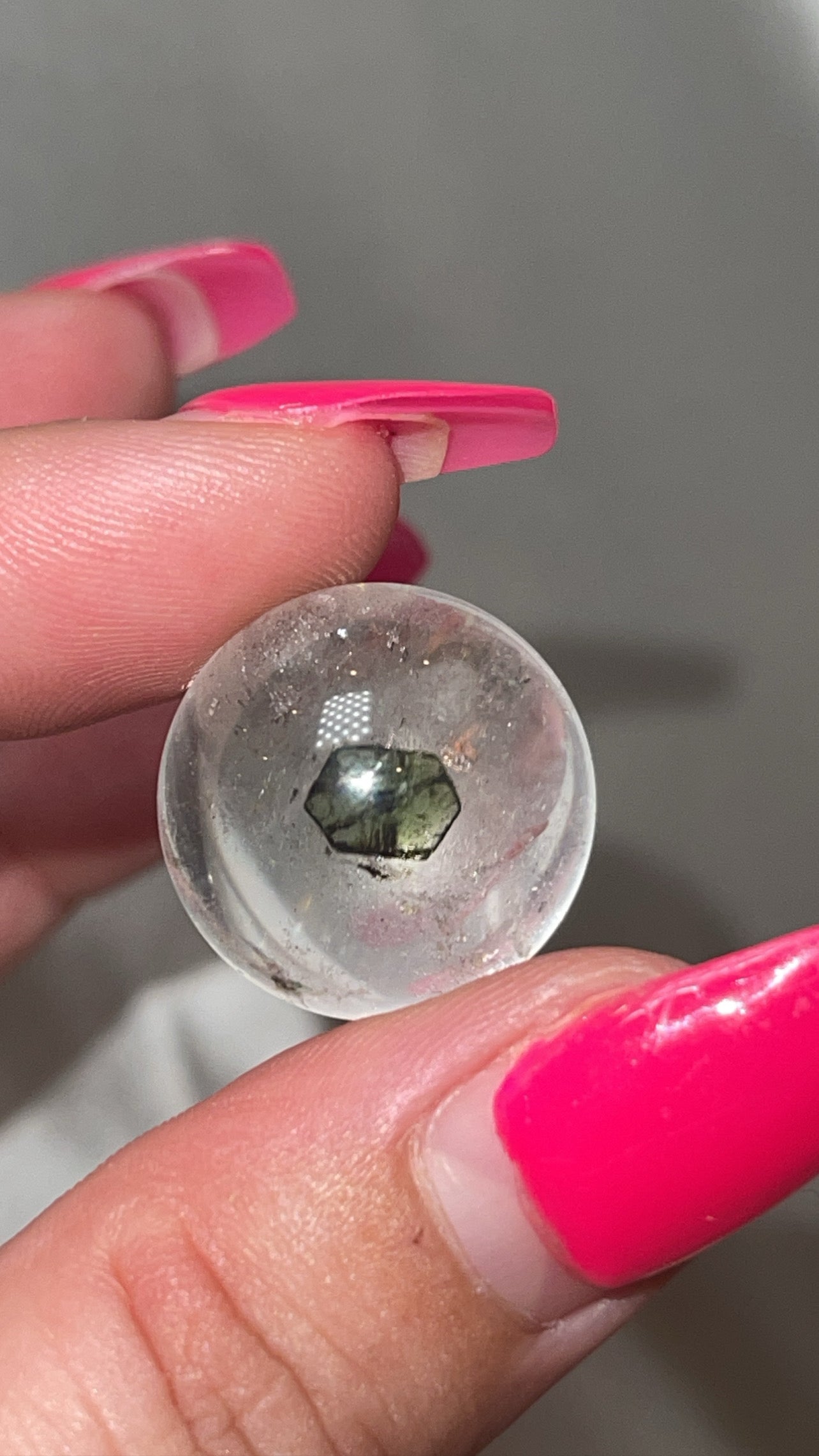 Super RARE Green Tourmaline in Quartz Sphere (20mm)