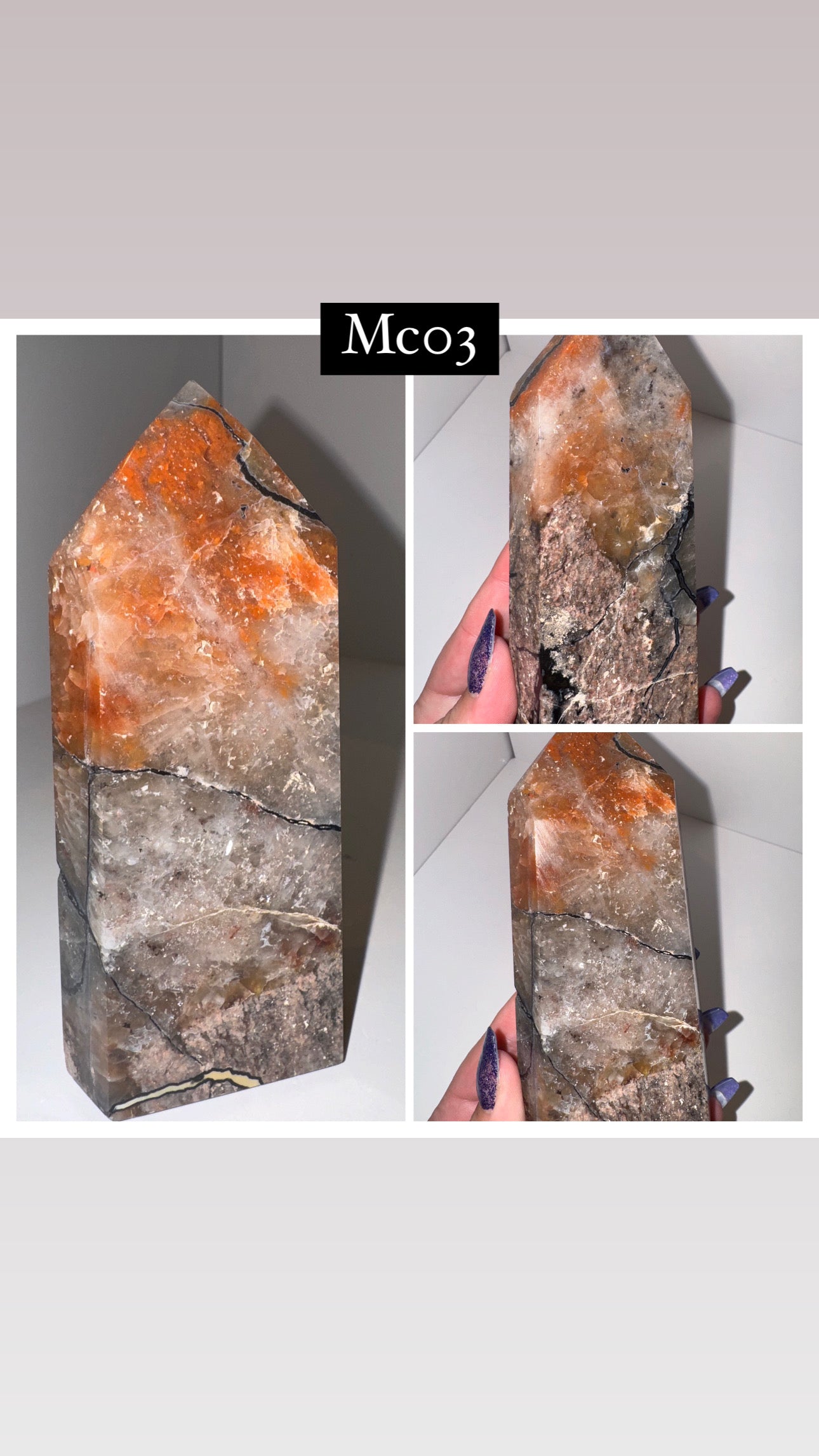 Fire Quartz Mosaic Chalcedony Large Tower