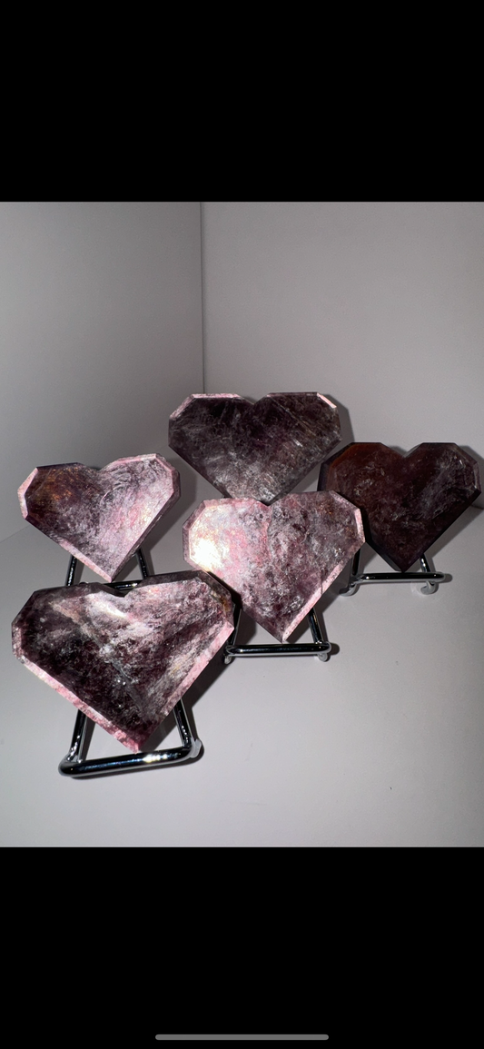 Gem Lepidolite Faceted Heart