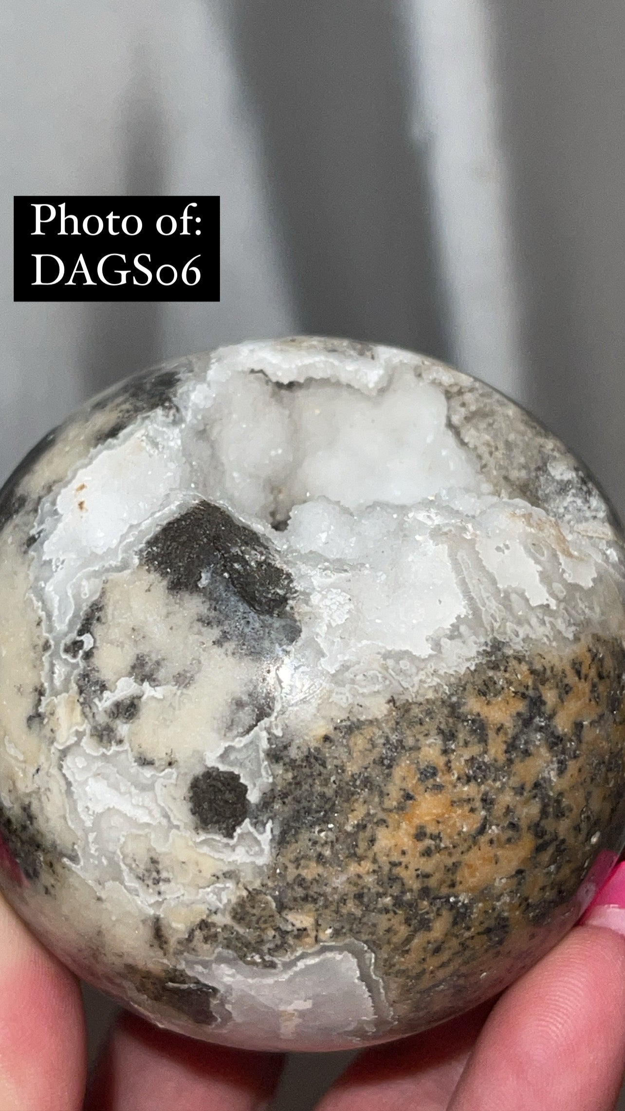 Druzy Plume Agate Dendritic Chalcedony High Quality Large Sphere (68mm)