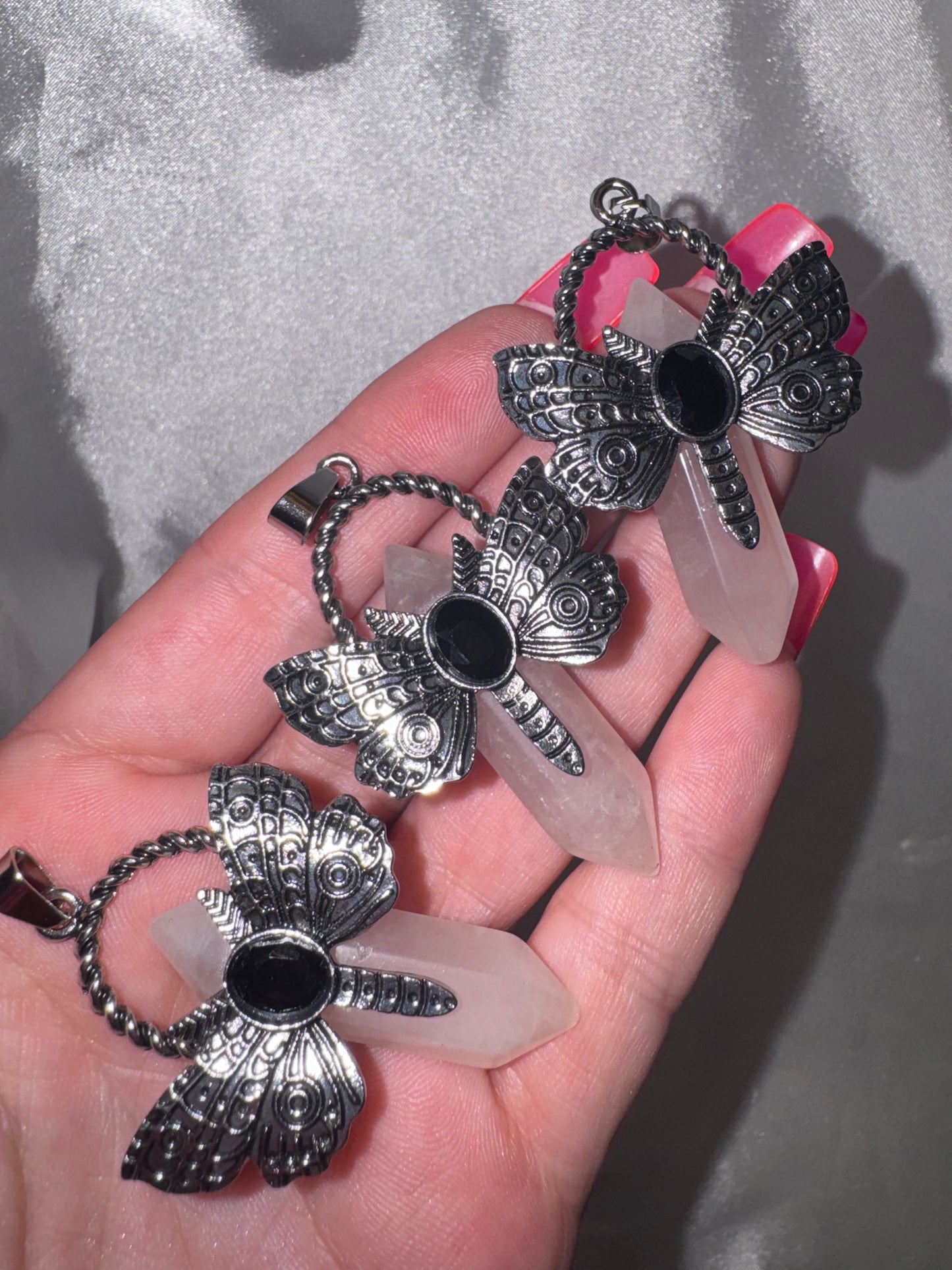 Crystal Point Moth Pendant