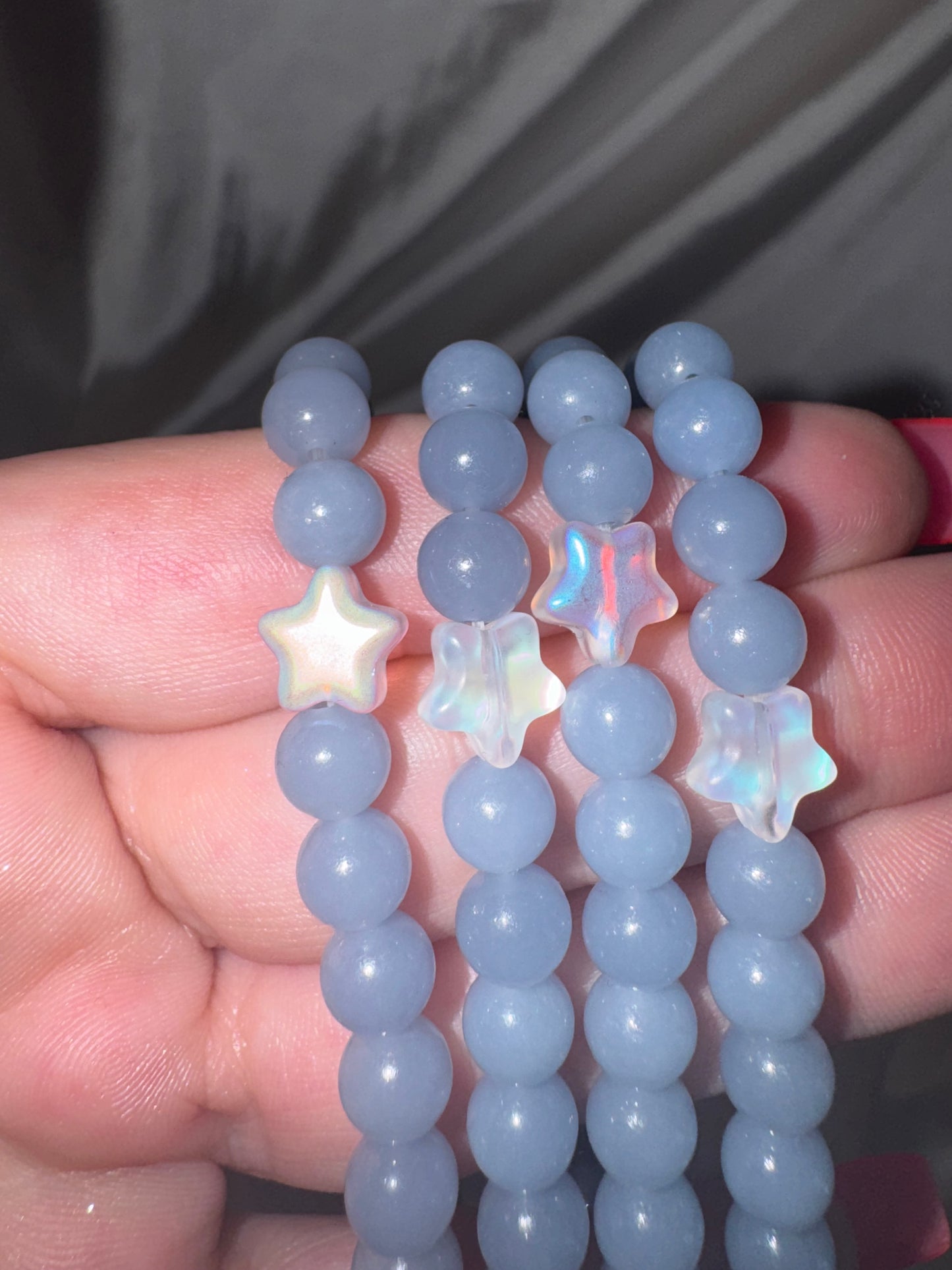 Angelite AAA 6mm Bracelet with Pochacco Pumpkin Charm