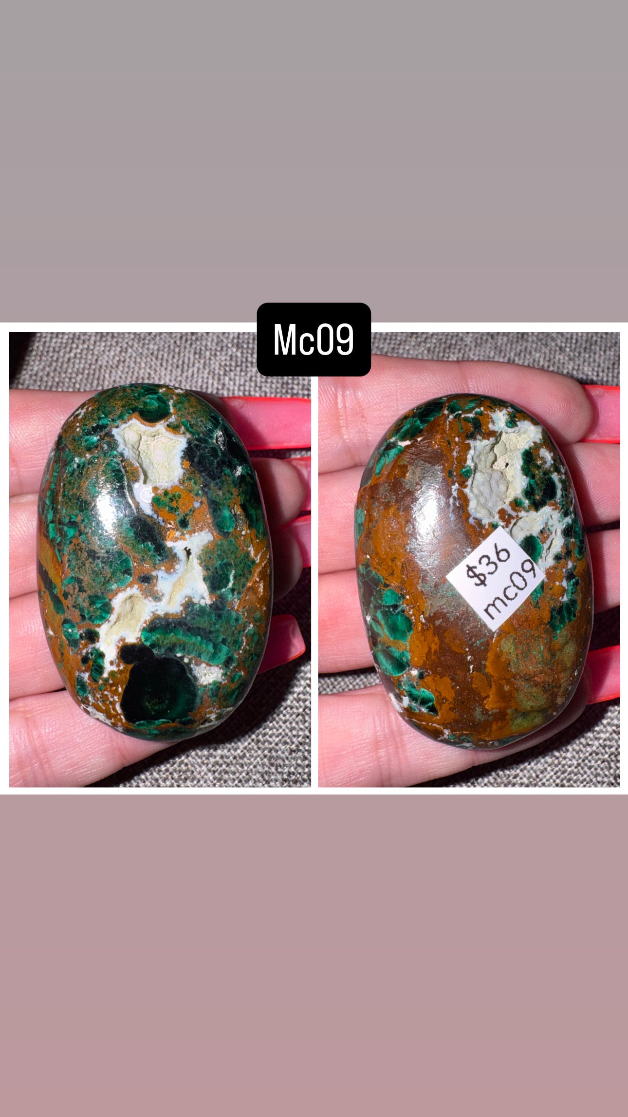 Malacholla (Malachite Chrysocolla) Palmstone