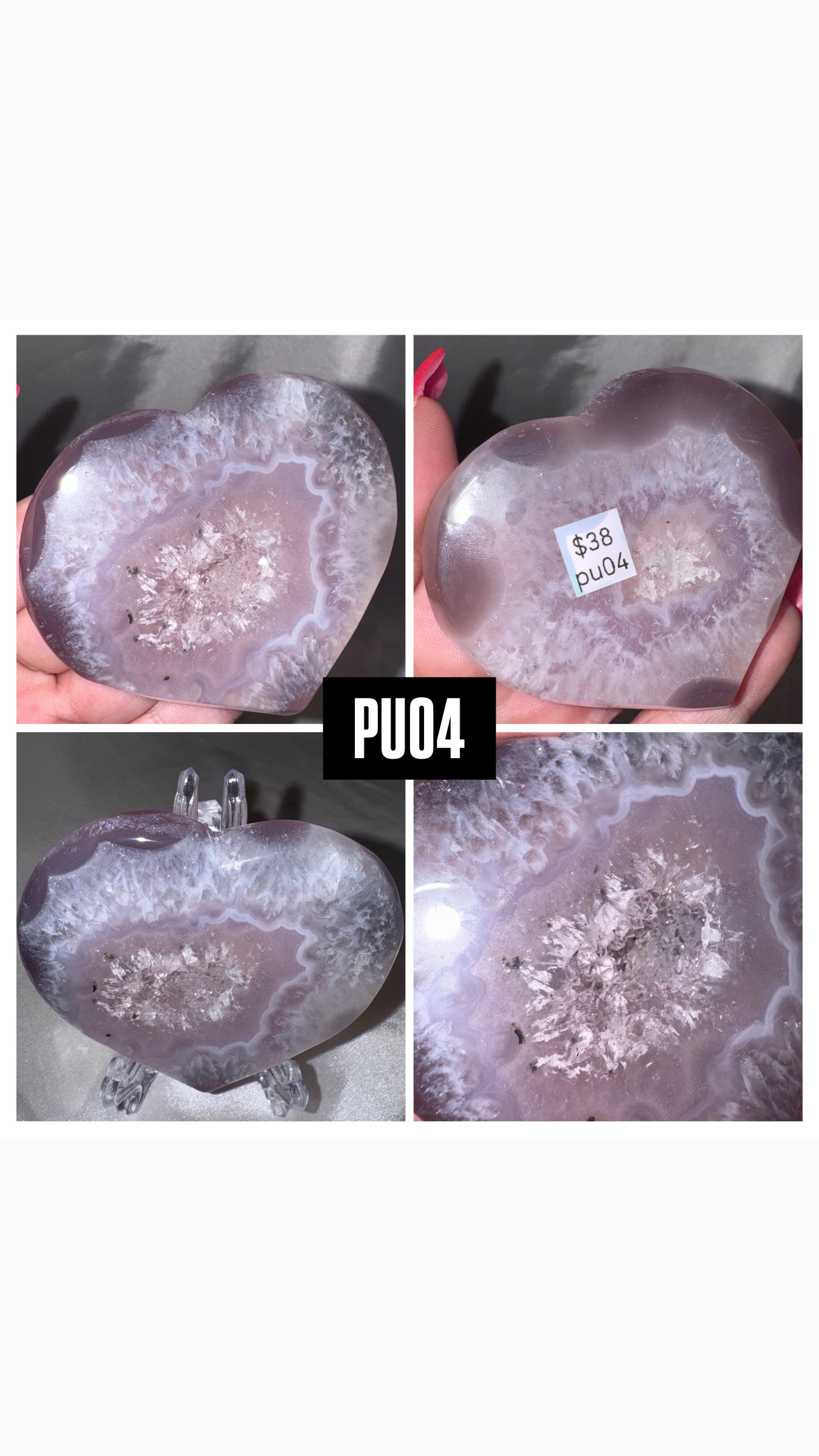 Jelly Agate Large Heart (with stand)