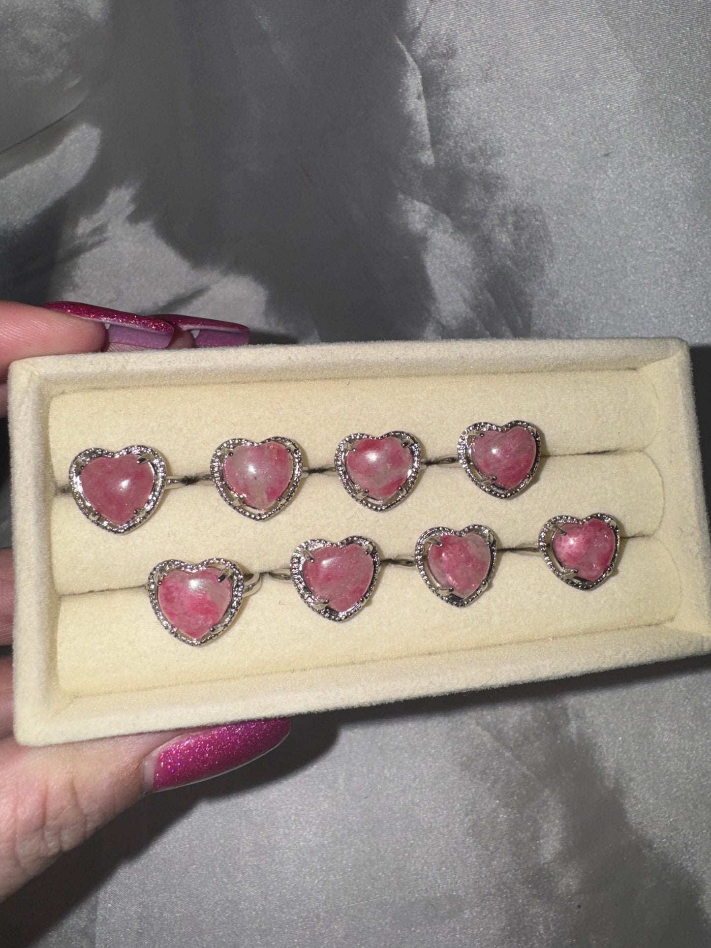 Rhodonite in Quartz Adjustable Ring