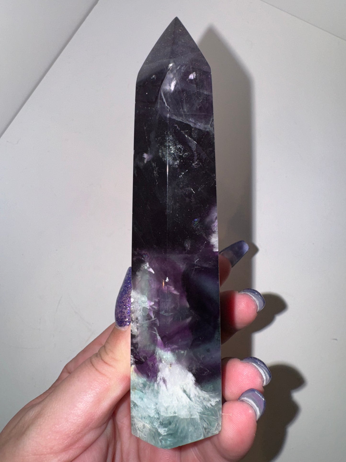 Druzy Snow Fluorite Tower