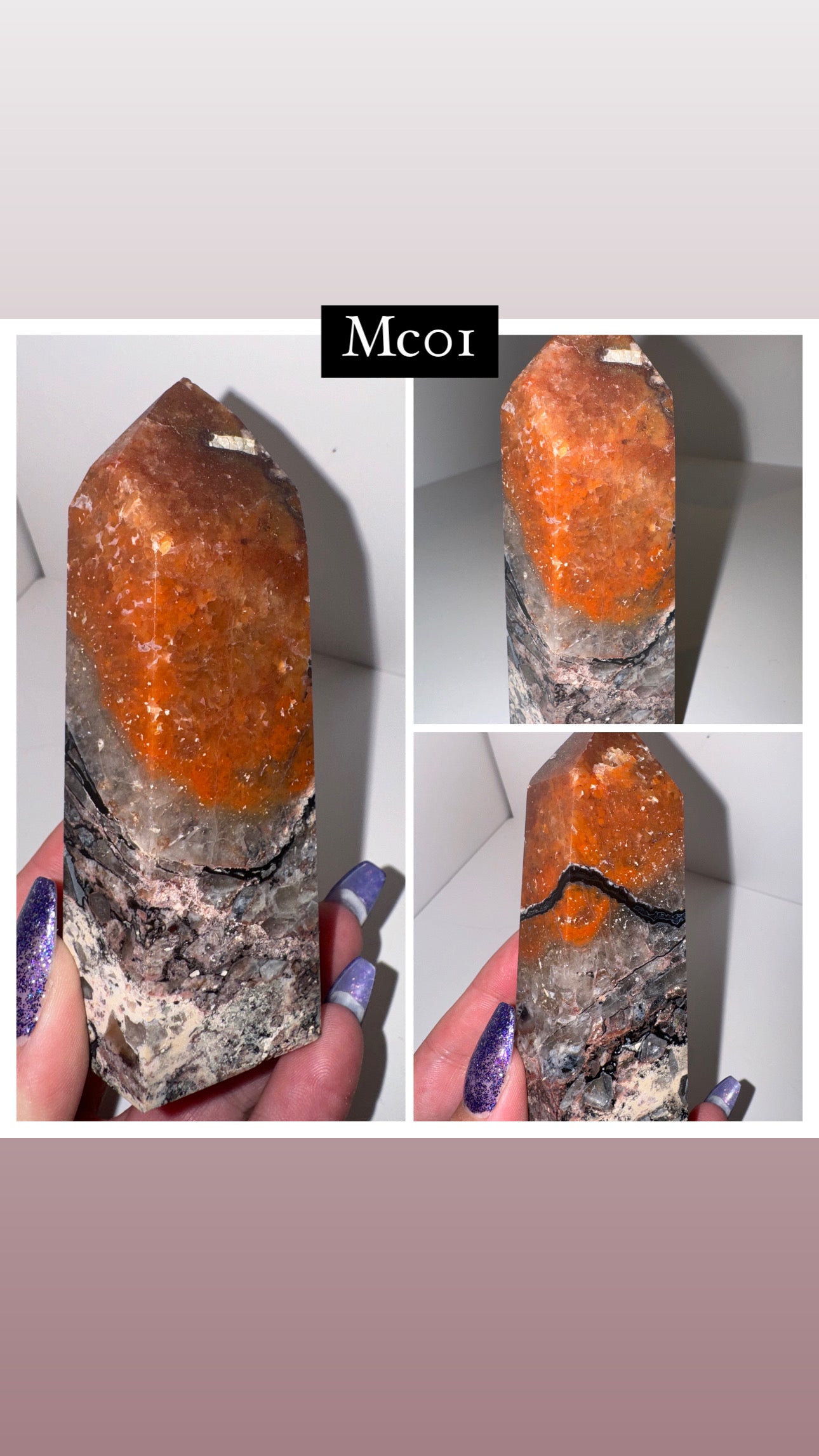 Fire Quartz Mosaic Chalcedony Large Tower