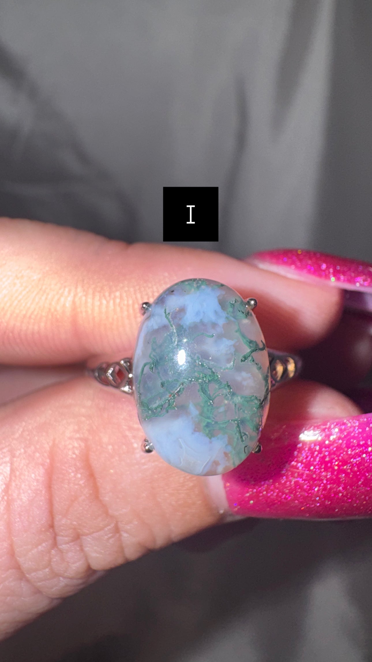 Moss Agate Adjustable Ring