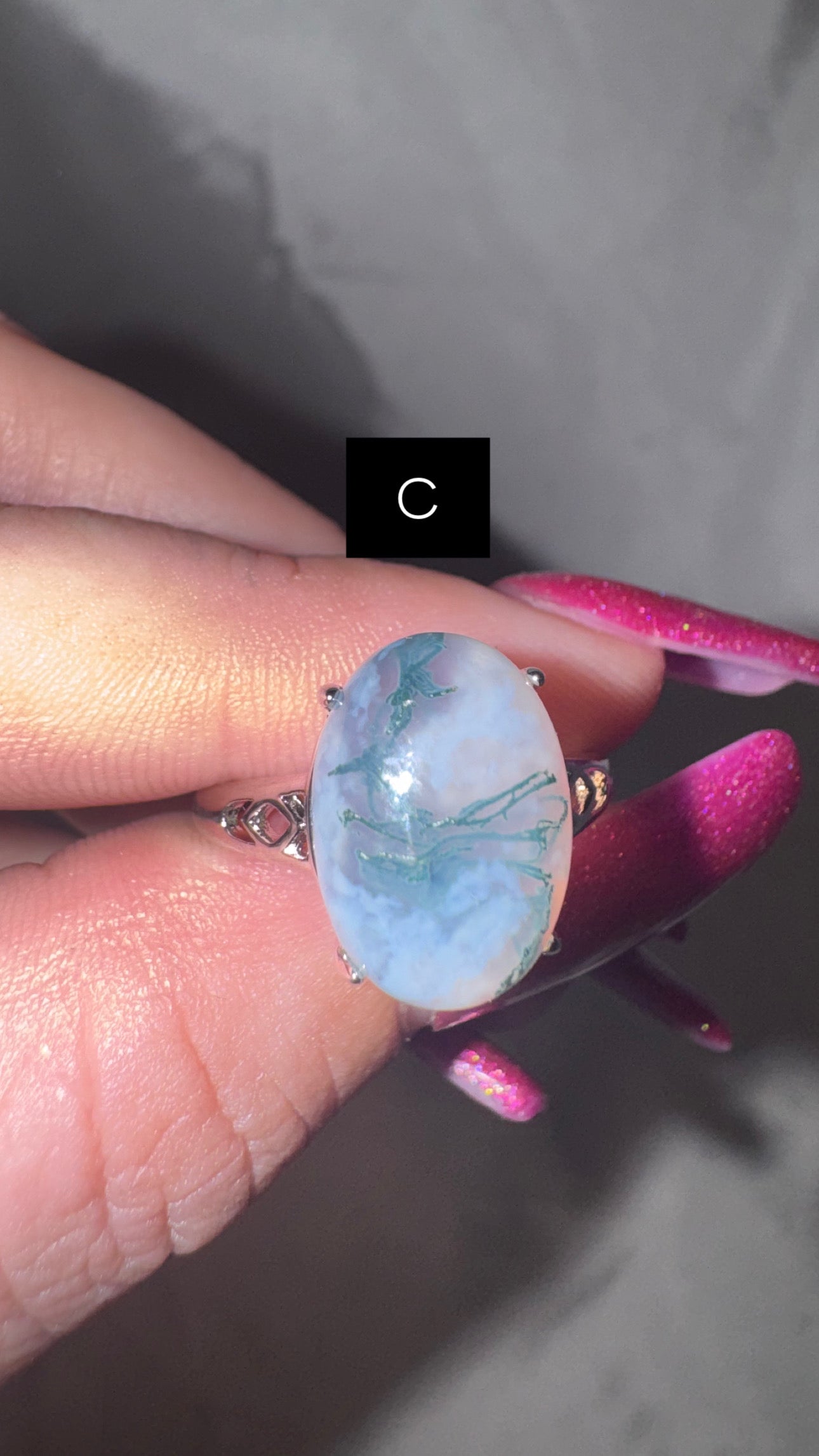 Moss Agate Adjustable Ring