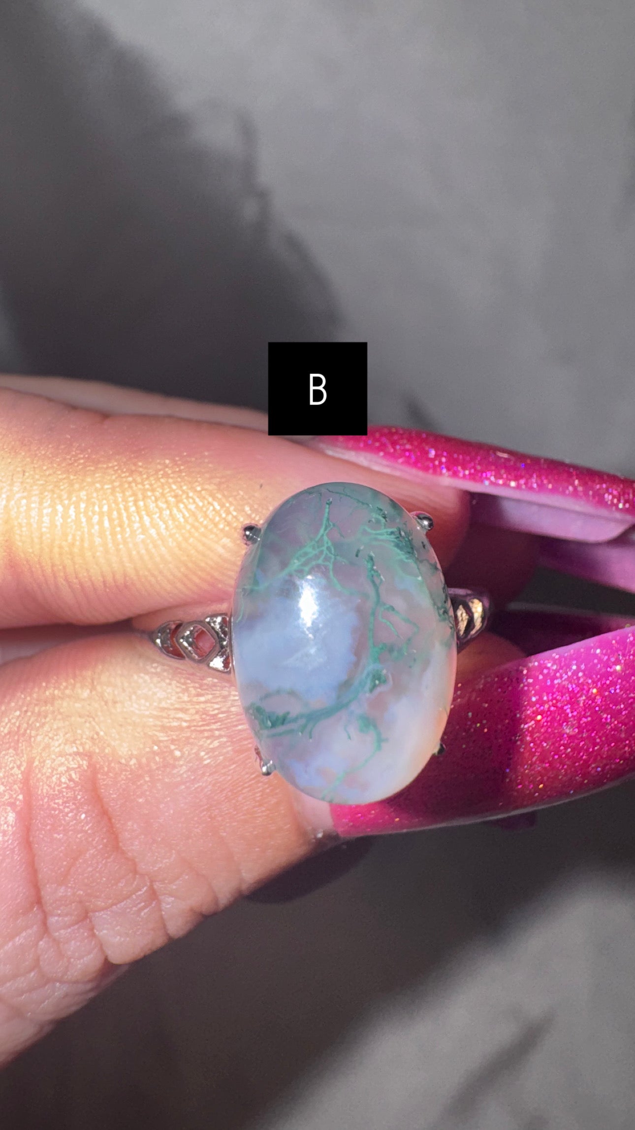 Moss Agate Adjustable Ring