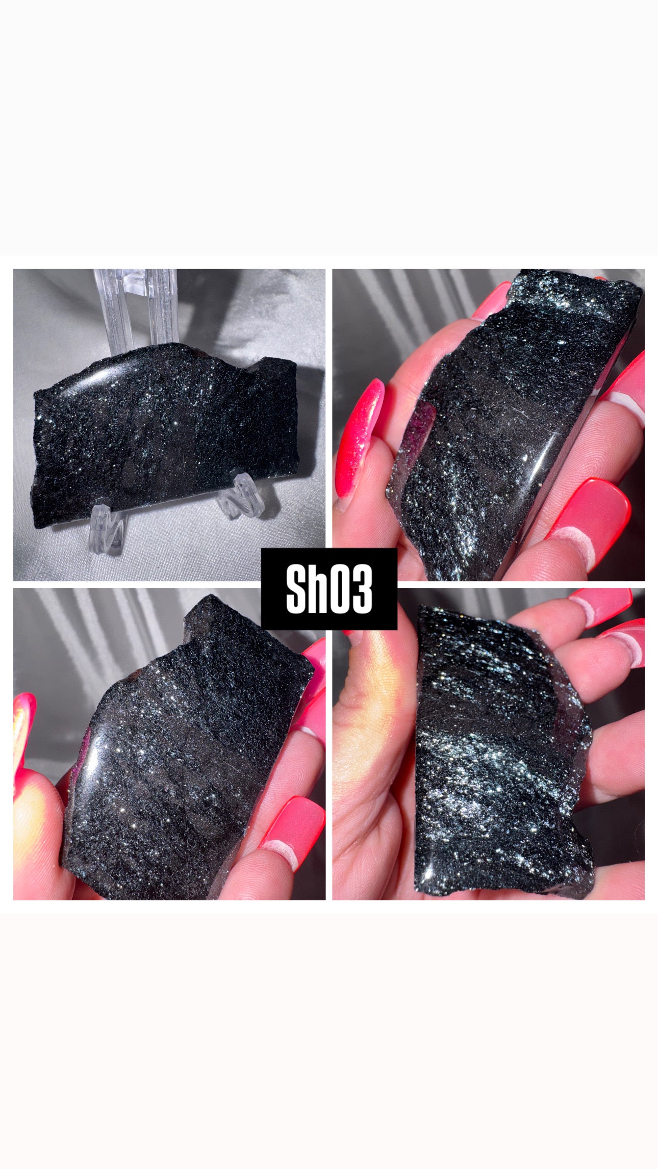 Specular Hematite Slab on stand