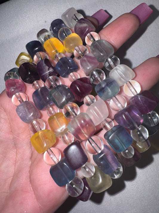 Fluorite & Clear Quartz Bracelet