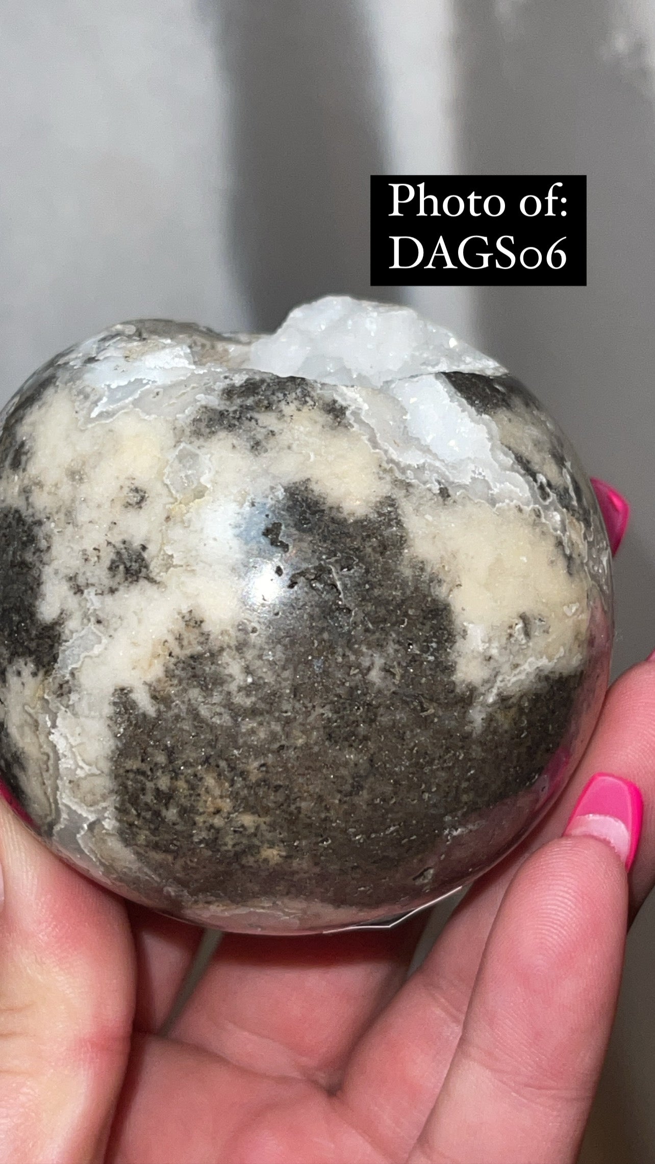 Druzy Plume Agate Dendritic Chalcedony High Quality Large Sphere (68mm)