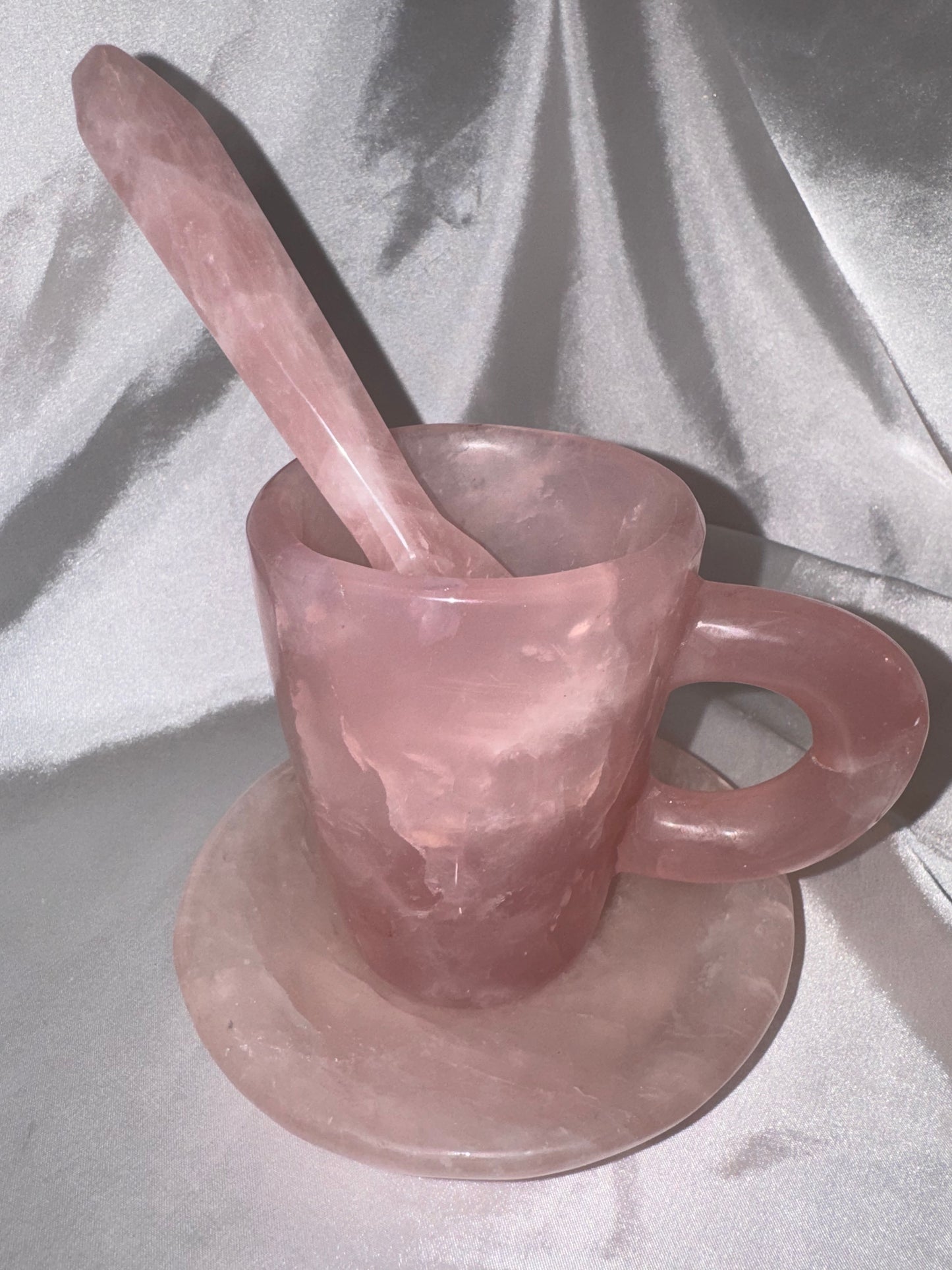 Rose Quartz AAA XL Mug, Spoon, Plate Set