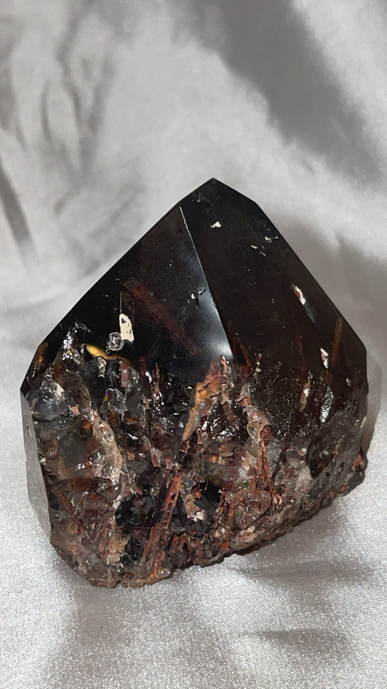 Rare Red Epidote Smoky Quartz AAA Large Polished Point