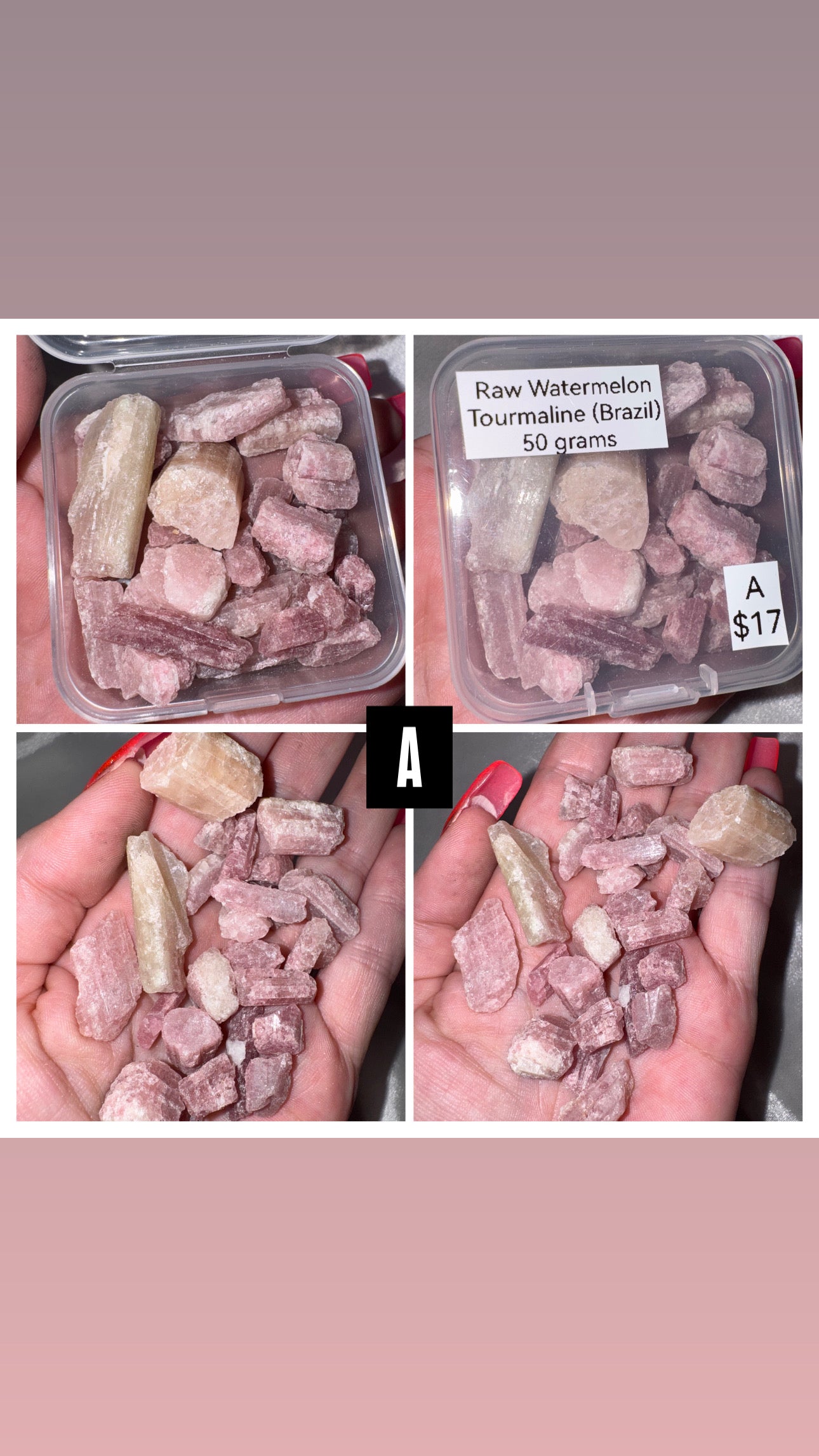 Watermelon Tourmaline Raw Bundle Box