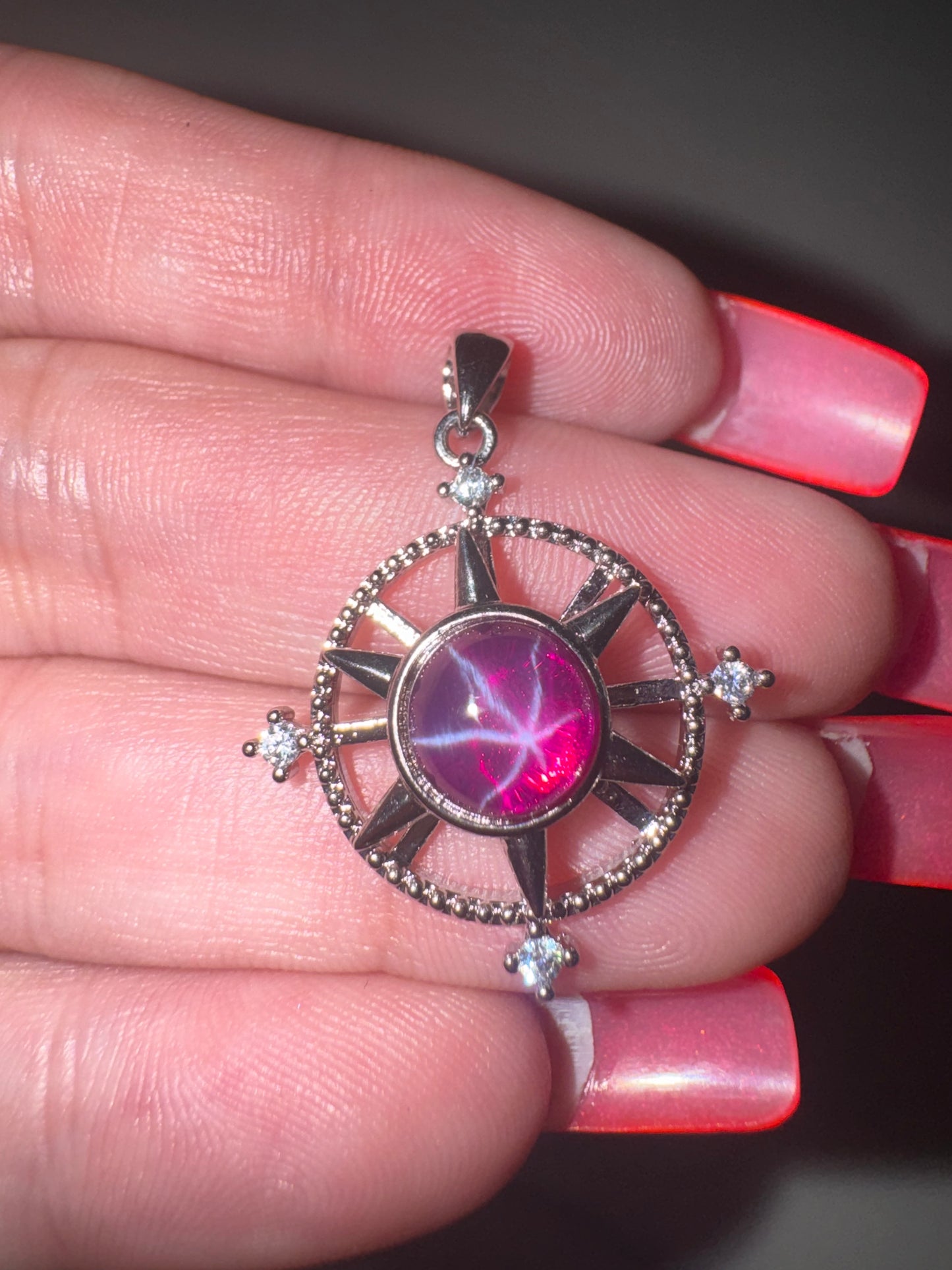 Star Ruby AAA 925 Sterling Silver Spinning Pendant